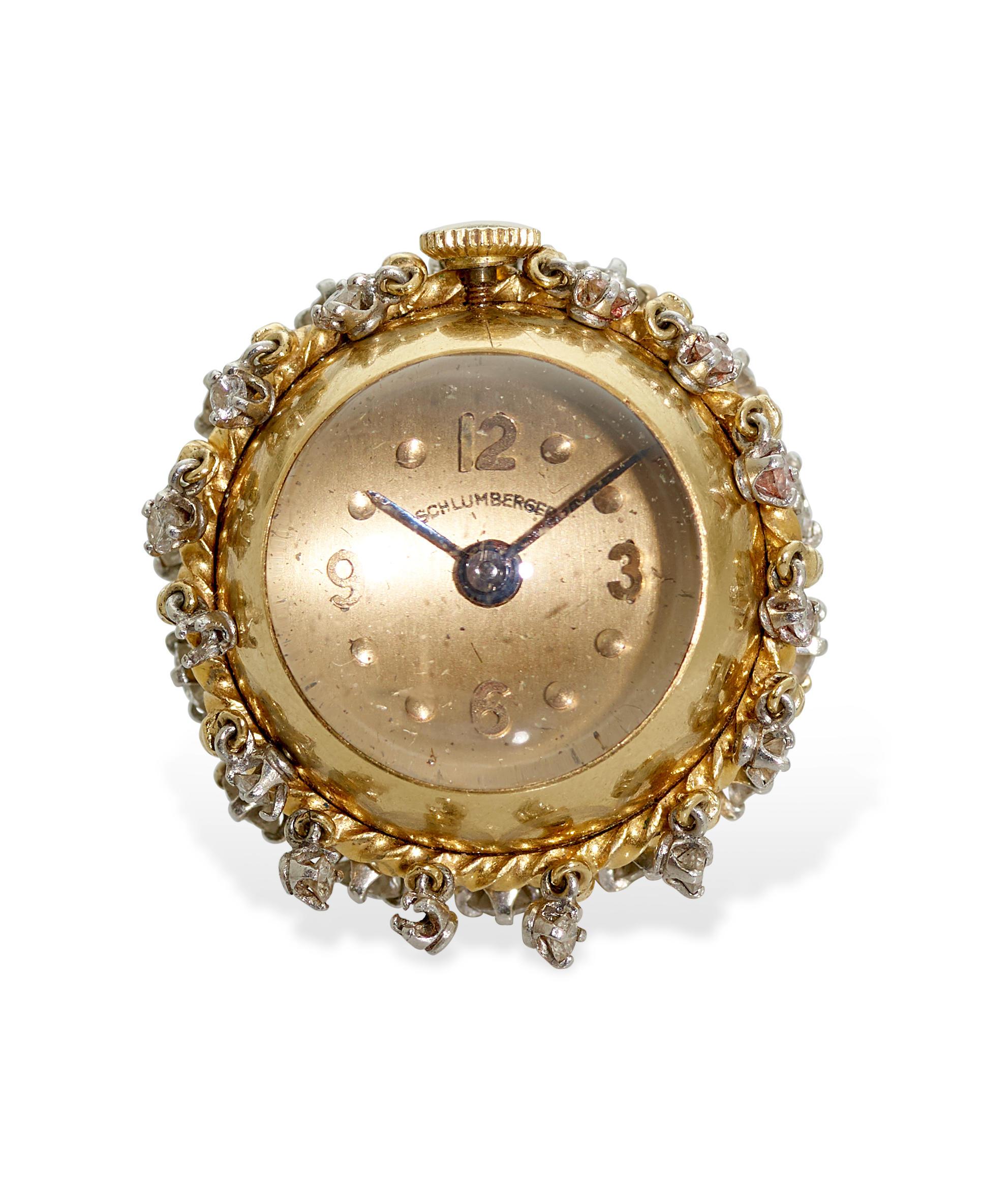 Moderne Jean Schlumberger pour Tiffany & Co. Pendentif montre en or 18 carats et diamants de 2,50 carats en vente