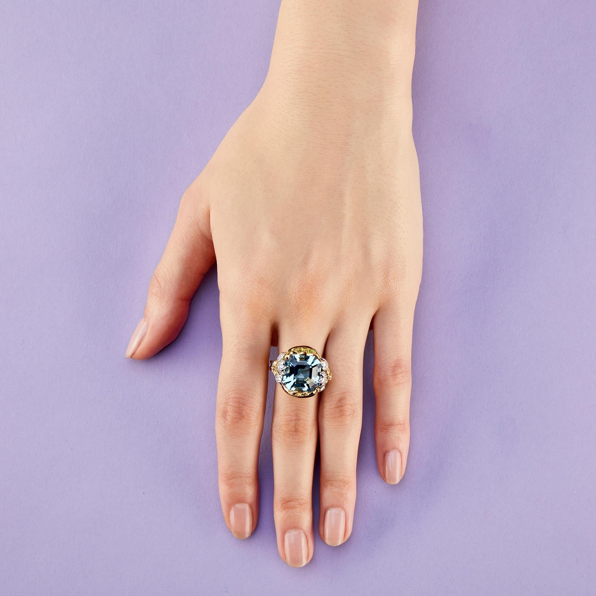 Women's Jean Schlumberger for Tiffany & Co. Aquamarine, Diamond and Tsavorite Ring