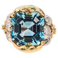 Jean Schlumberger for Tiffany & Co. Aquamarine, Diamond and Tsavorite Ring