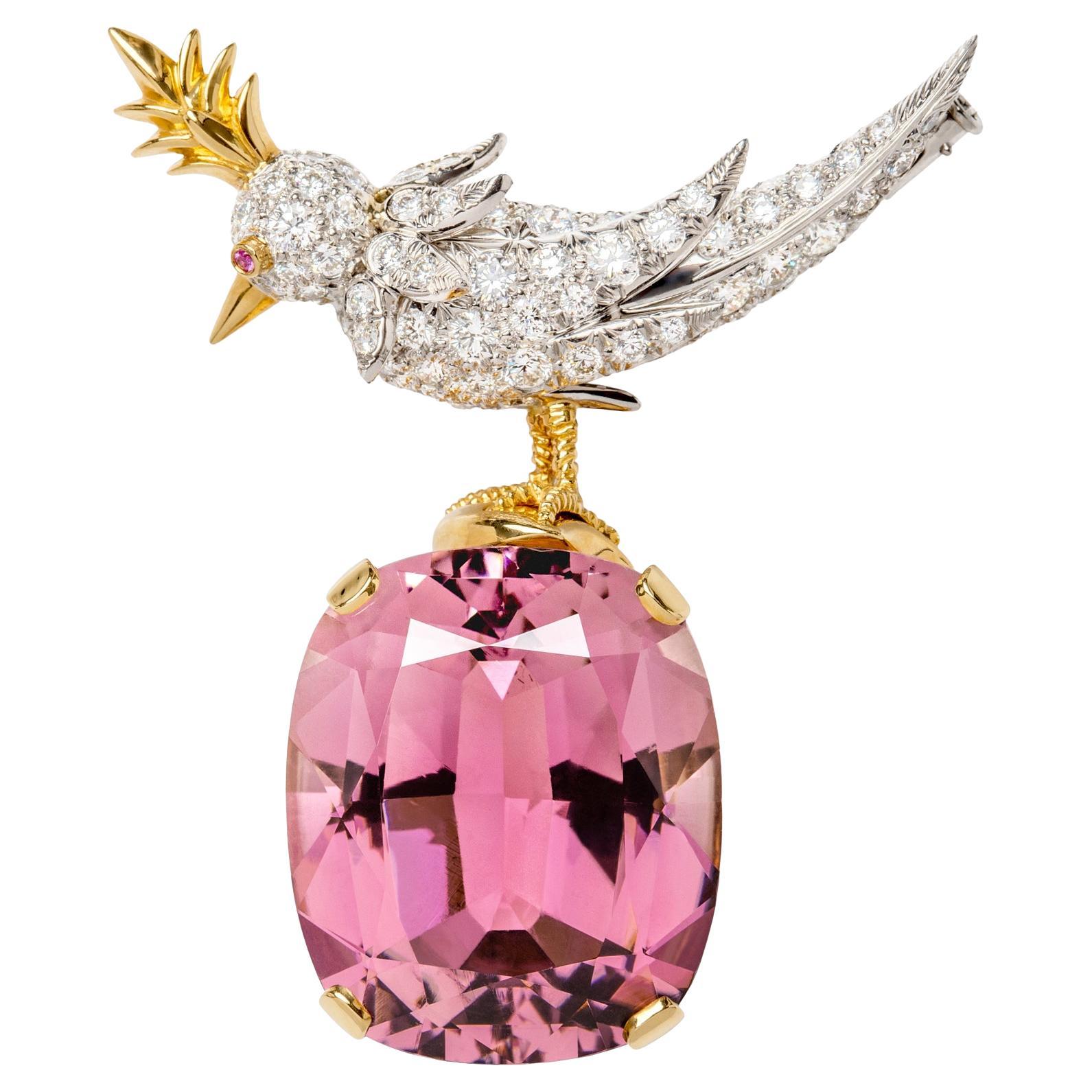 thumbnail image 2 of Lightweight Golden/Silver Bird On Stone Brooch Design Badge 2 of 10