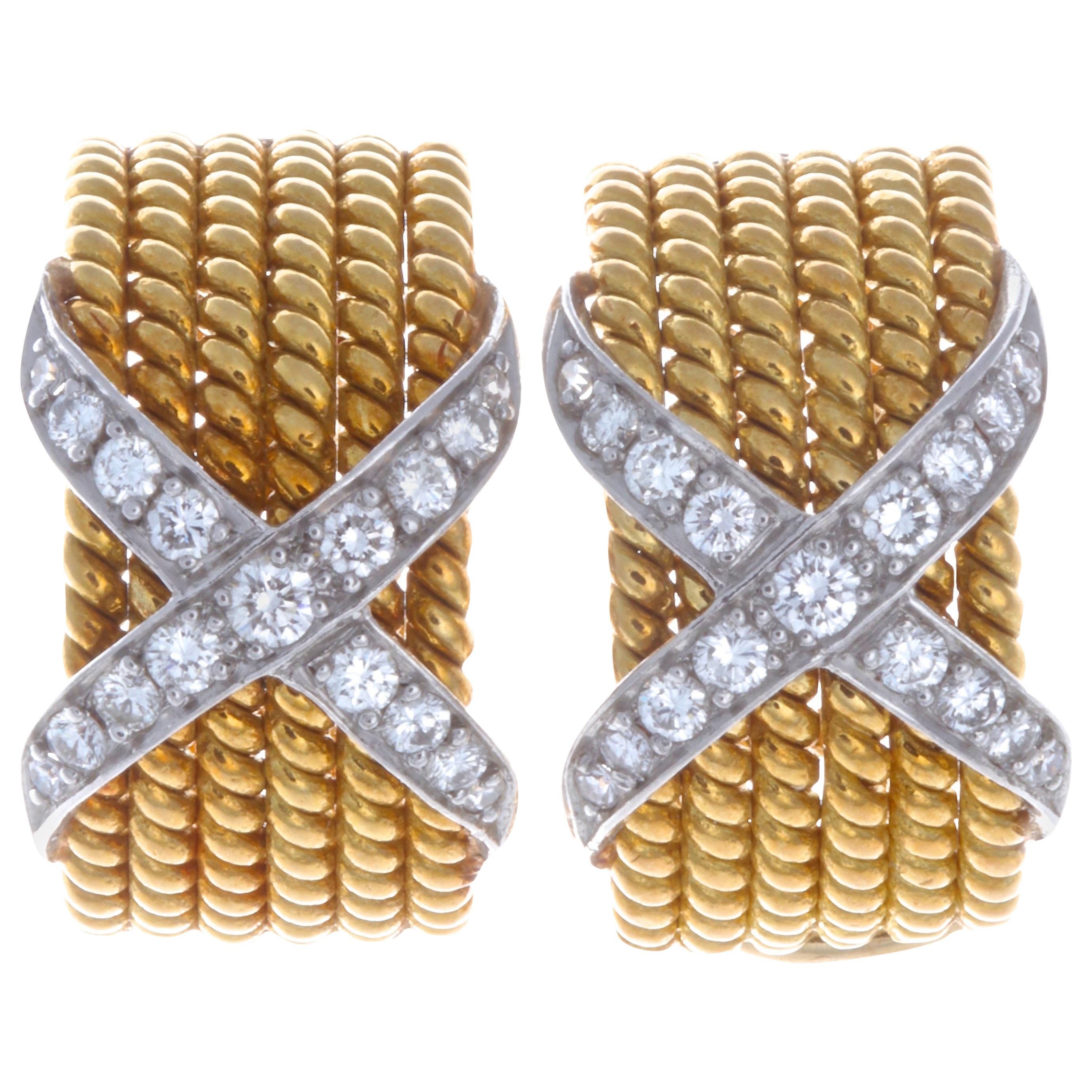 Jean Schlumberger for Tiffany & Co. Diamond 18 Karat Gold Earrings