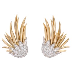 Schlumberger Tiffany & Co. Ohrringe "Flame" aus Platin und Gelbgold mit Diamanten