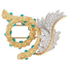 Jean Schlumberger pour Tiffany & Co. Broche en diamants et turquoises