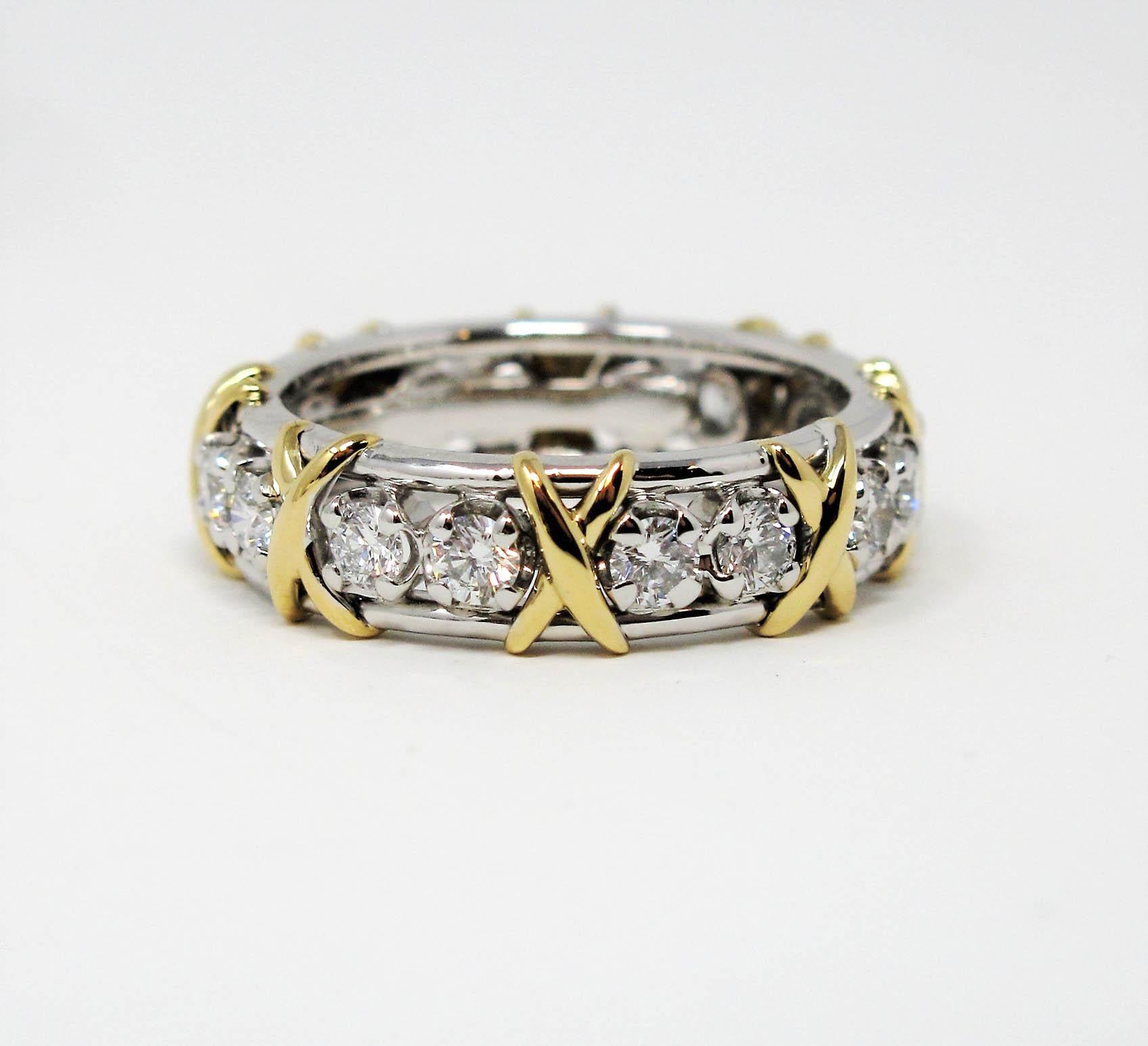 Women's Jean Schlumberger for Tiffany & Co. Diamond Sixteen Stone X Eternity Band Ring