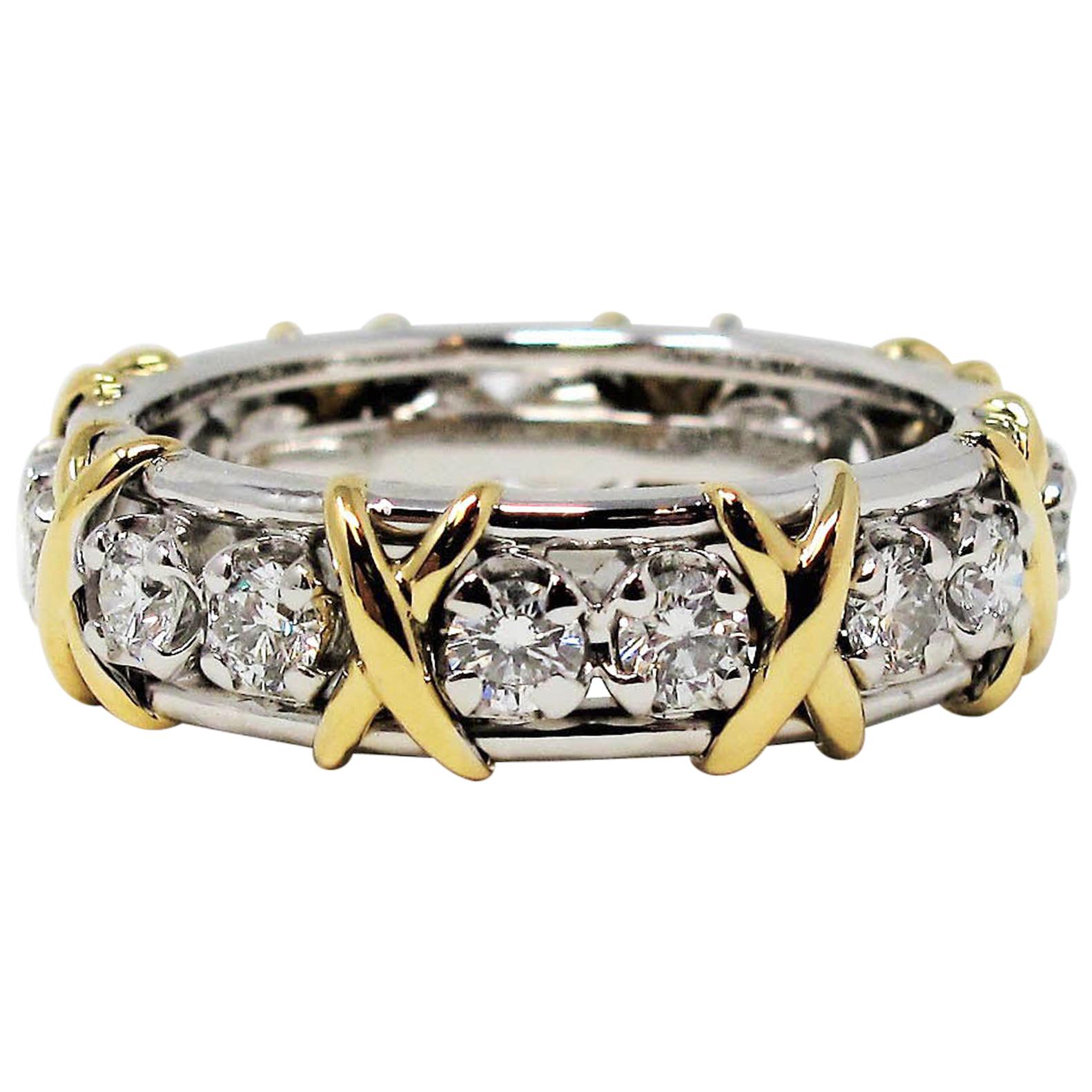 Jean Schlumberger for Tiffany & Co. Diamond Sixteen Stone X Eternity Band Ring