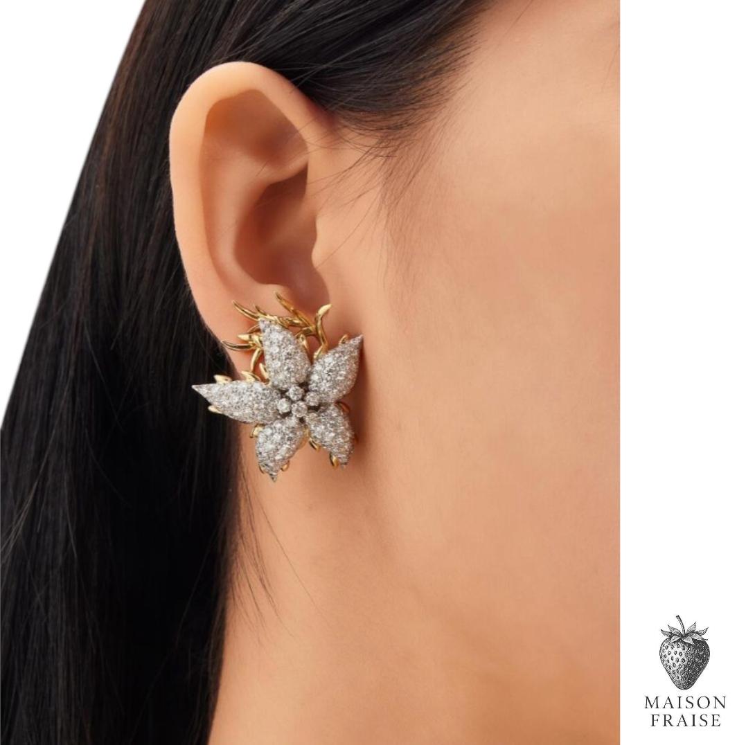 Jean Schlumberger for Tiffany & Co. Diamond Star Flower Earrings For Sale 4