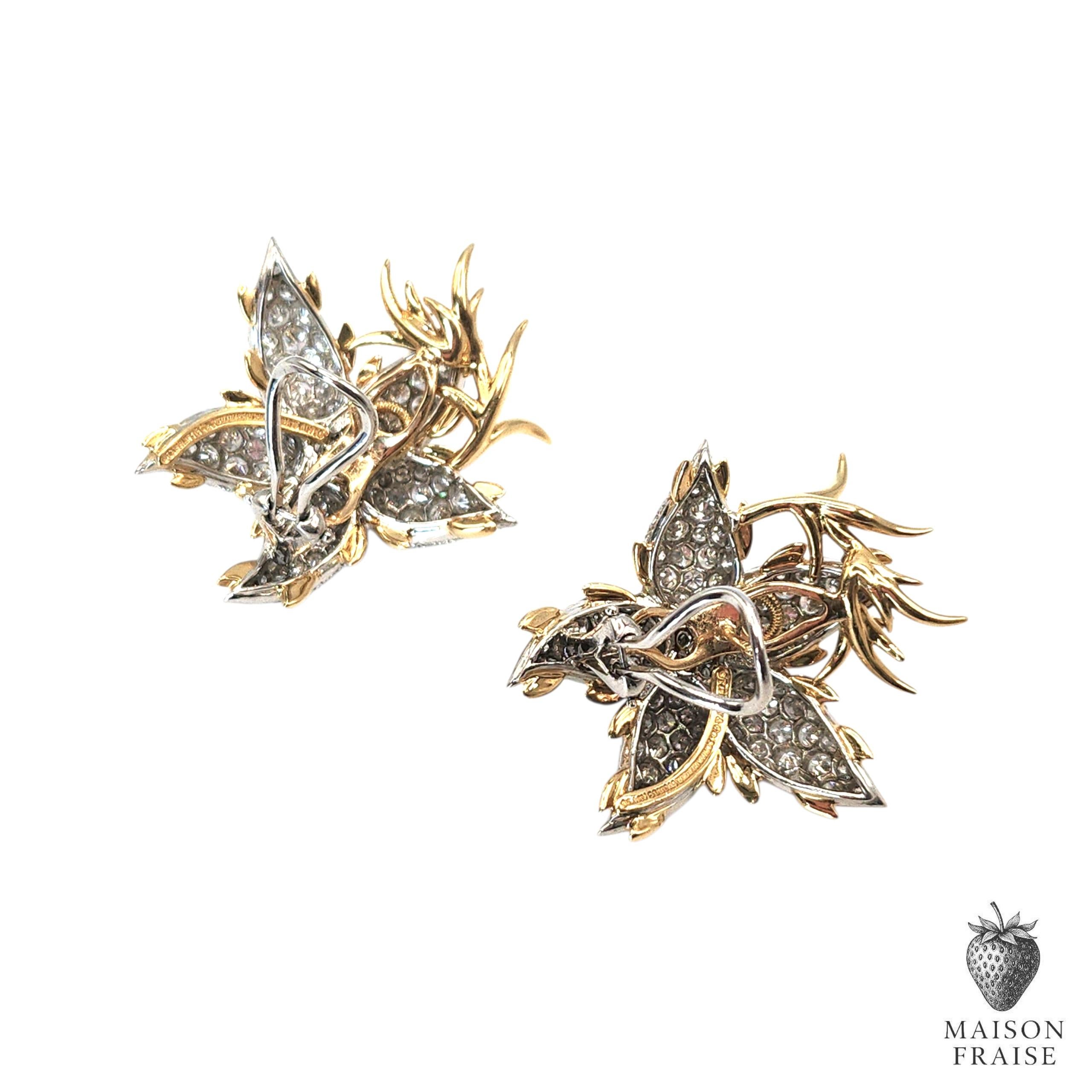 Jean Schlumberger for Tiffany & Co. Diamond Star Flower Earrings In Excellent Condition For Sale In Kuala Lumpur, MY