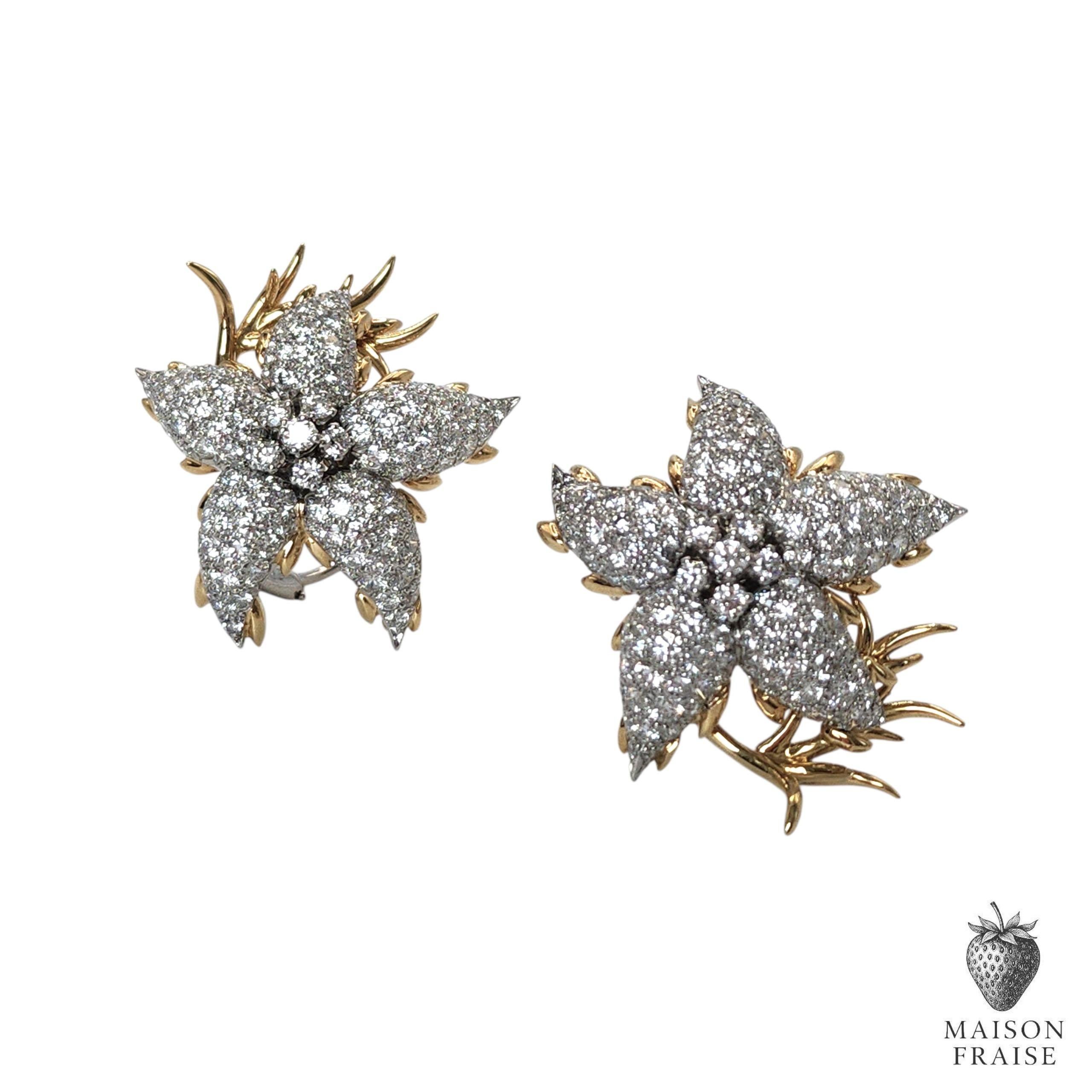 Jean Schlumberger for Tiffany & Co. Diamond Star Flower Earrings For Sale 2
