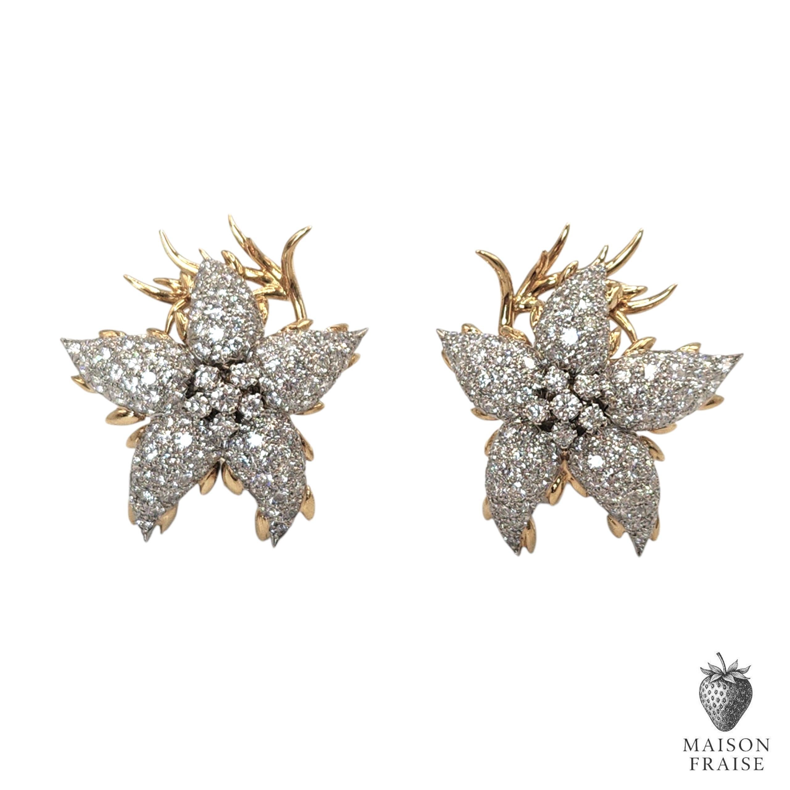 Jean Schlumberger for Tiffany & Co. Diamond Star Flower Earrings For Sale 3