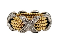Jean Schlumberger for Tiffany & Co. Diamond X Four Row Rope Band Ring Two-Tone