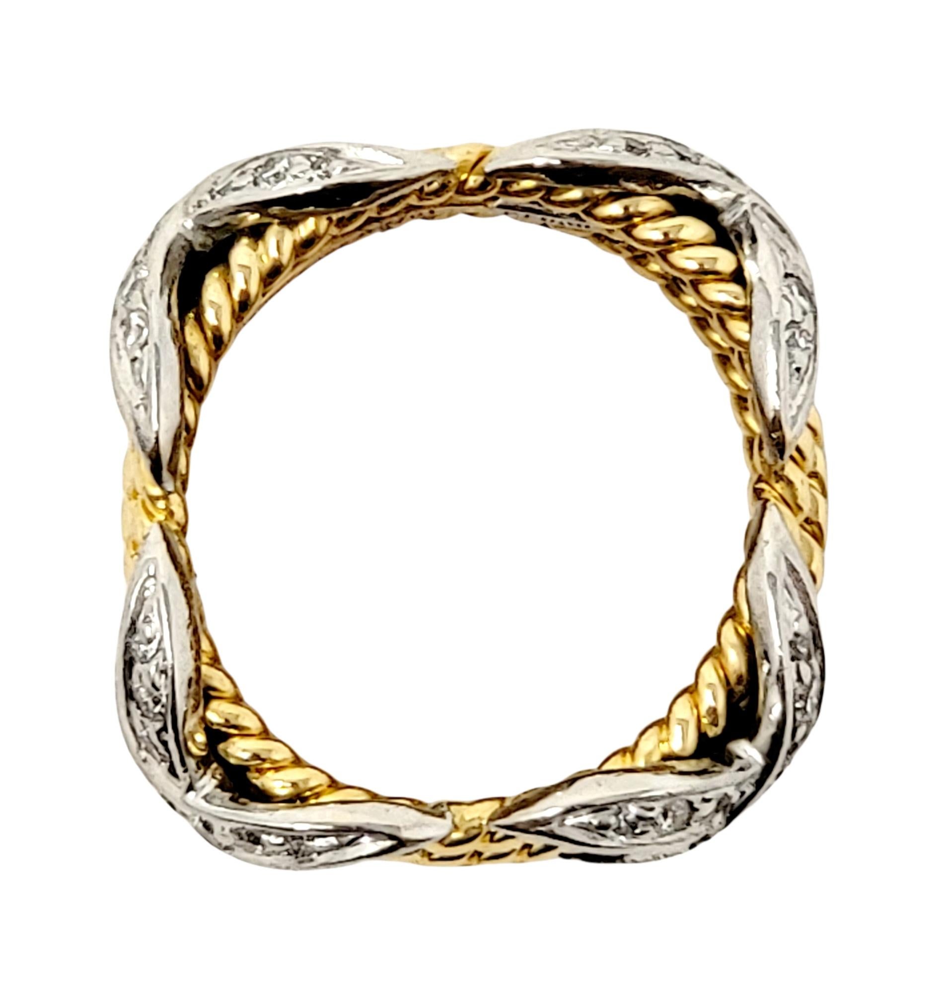 Women's Jean Schlumberger for Tiffany & Co. Diamond X Four Row Rope Band Ring Two-Tone For Sale