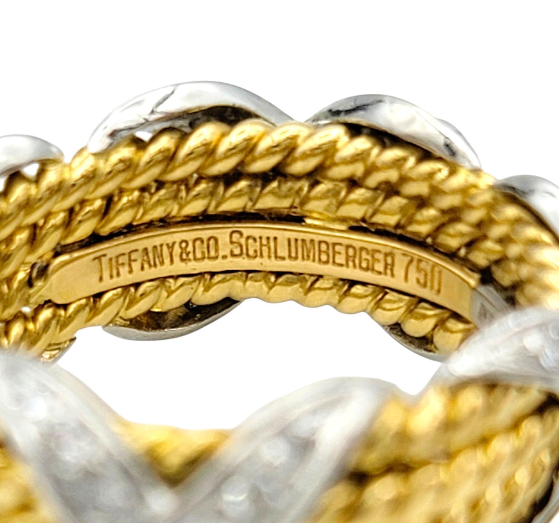 Tiffany and Co. Schlumberger Diamond X Four Row Rope Band Ring 18K Gold ...
