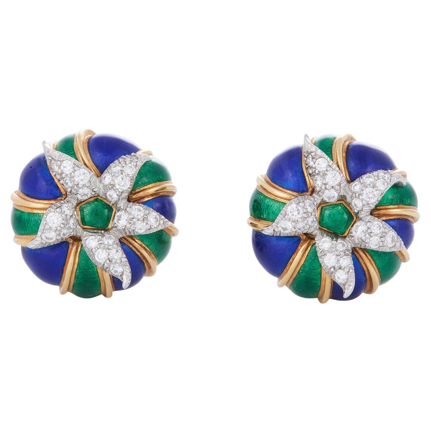 Jean Schlumberger for Tiffany and Co. 'Flame' Diamond Ear Clips For