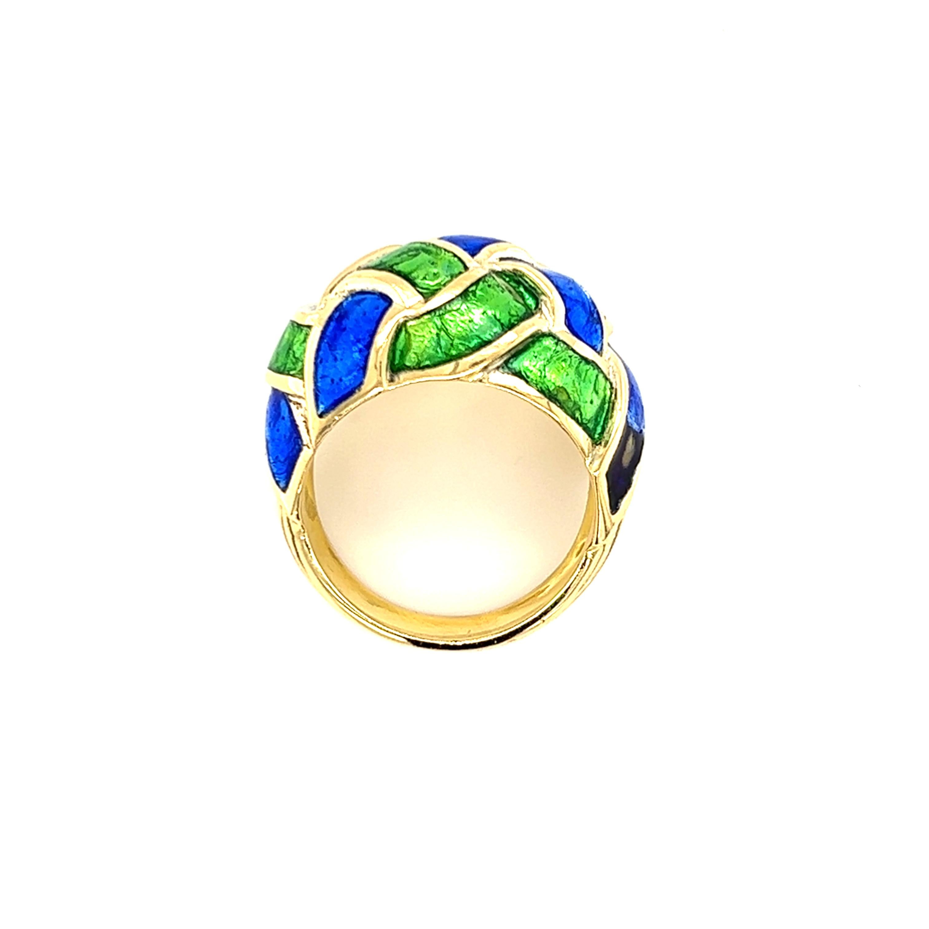 Jean Schlumberger for Tiffany & Co. Enamel Woven Knot Dome Ring 3