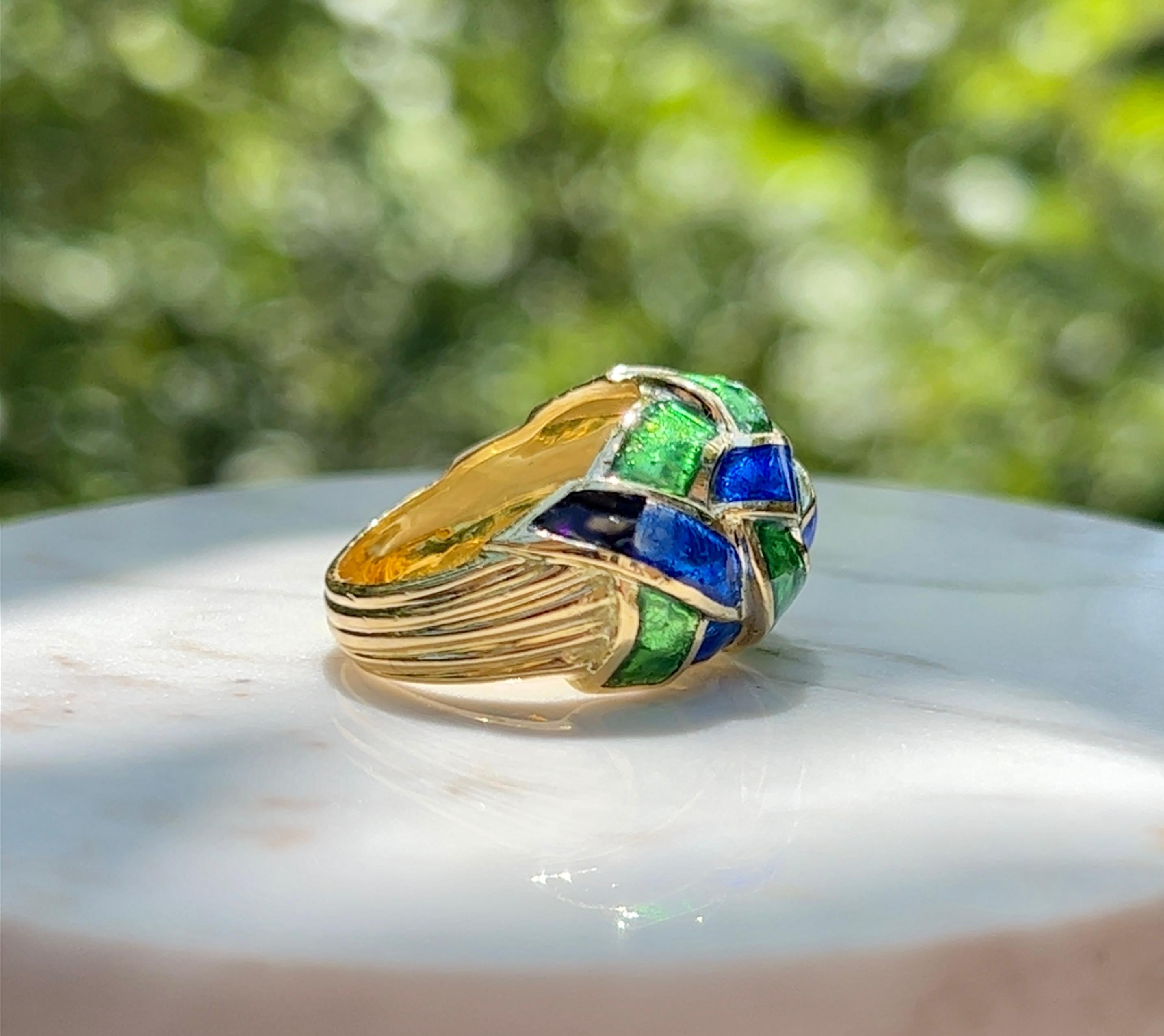 Contemporary Jean Schlumberger for Tiffany & Co. Enamel Woven Knot Dome Ring