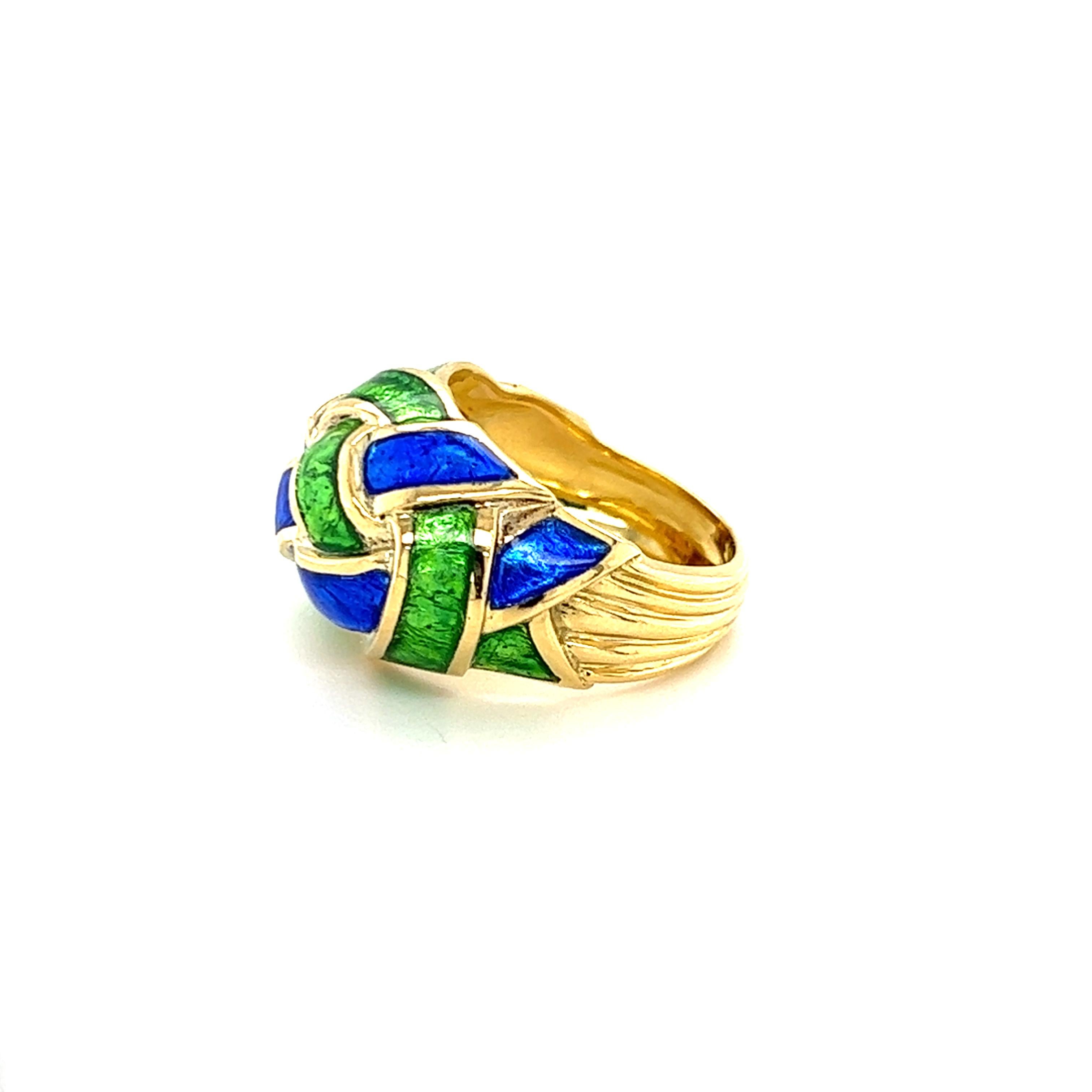 Jean Schlumberger for Tiffany & Co. Enamel Woven Knot Dome Ring 2