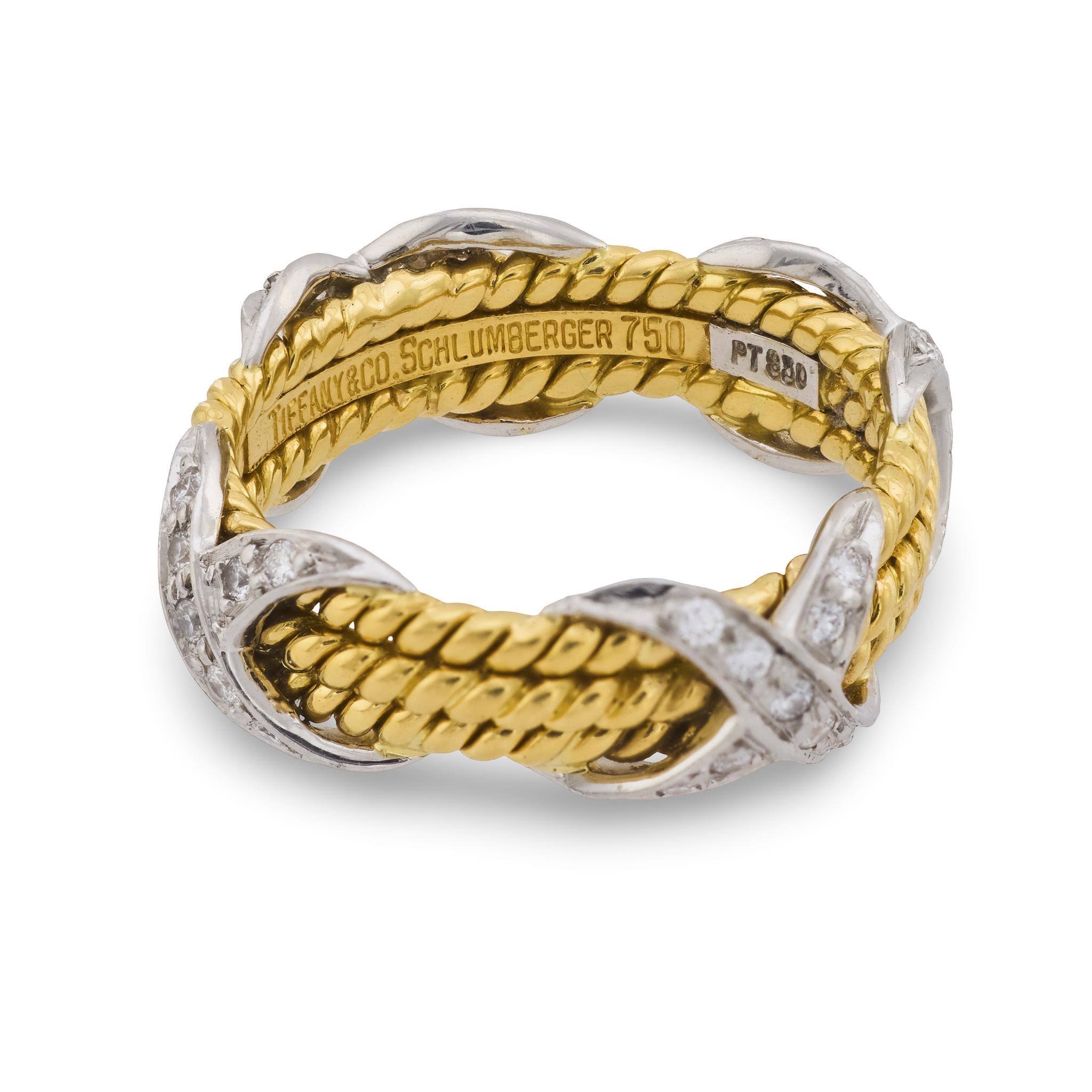 Moderno Jean Schlumberger per Tiffany & Co. Anello con diamante in platino 18k in vendita