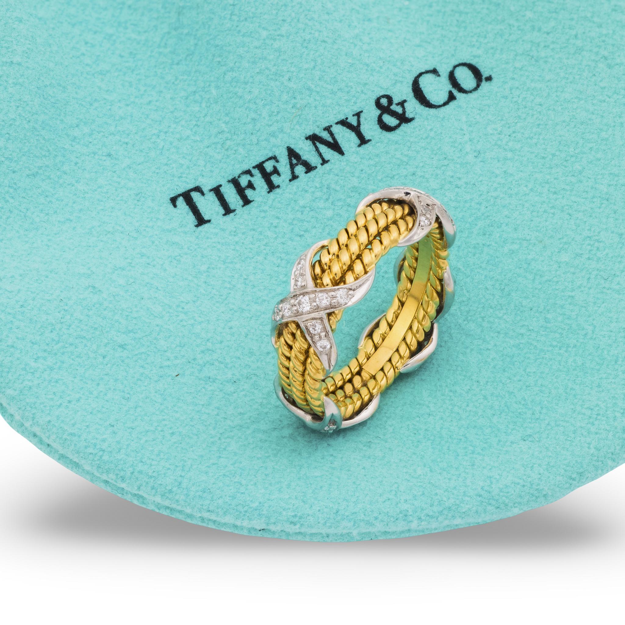Taglio brillante Jean Schlumberger per Tiffany & Co. Anello con diamante in platino 18k in vendita
