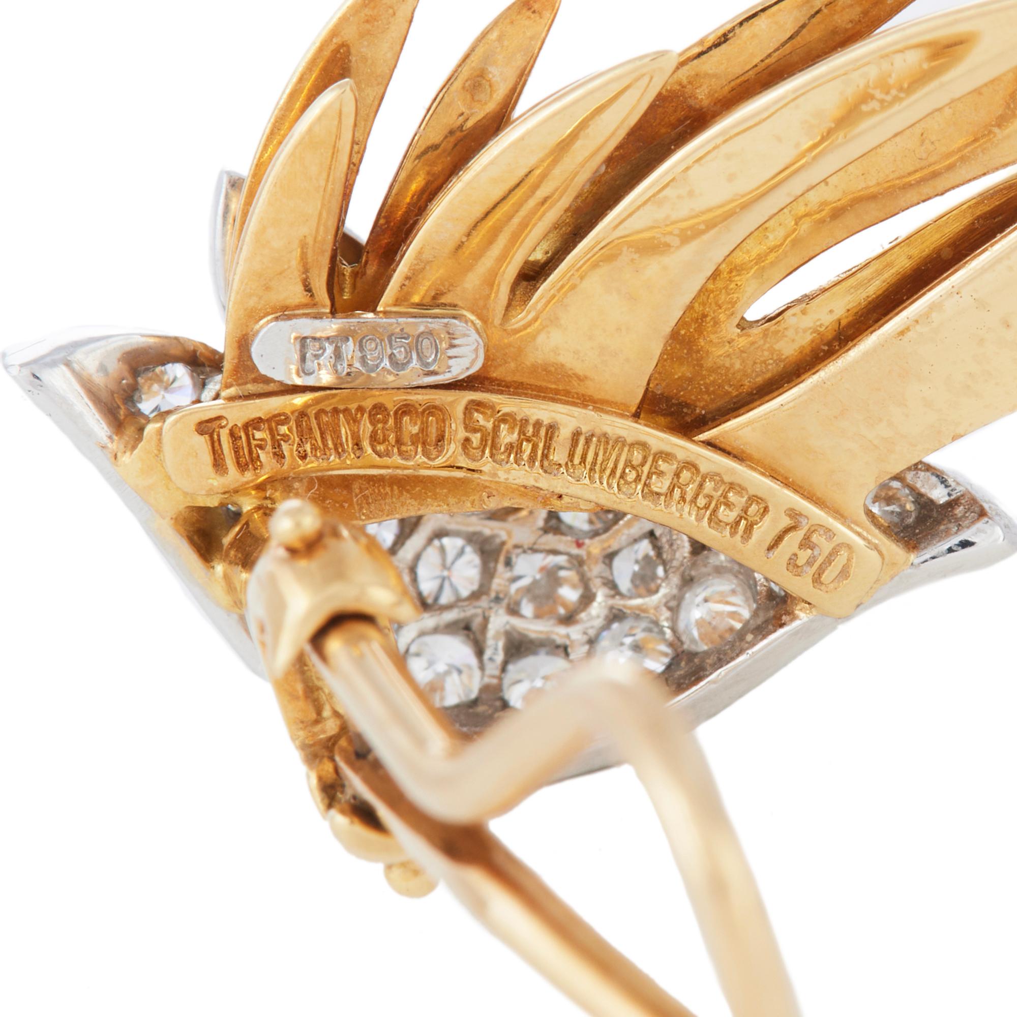 Women's or Men's Jean Schlumberger for Tiffany & Co. 'Flame' Diamond Ear Clips