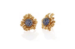 Jean Schlumberger for Tiffany & Co. Gold and Sapphire Dahlia Ear Clips