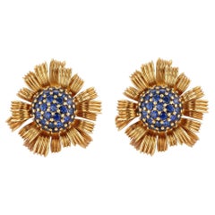 Jean Schlumberger for Tiffany & Co. Gold and Sapphire Dahlia Ear Clips