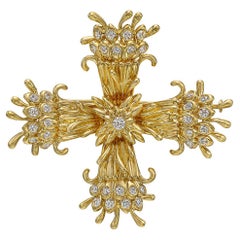 Jean Schlumberger for Tiffany & Co. Gold Diamond Maltese Cross Clip Brooch