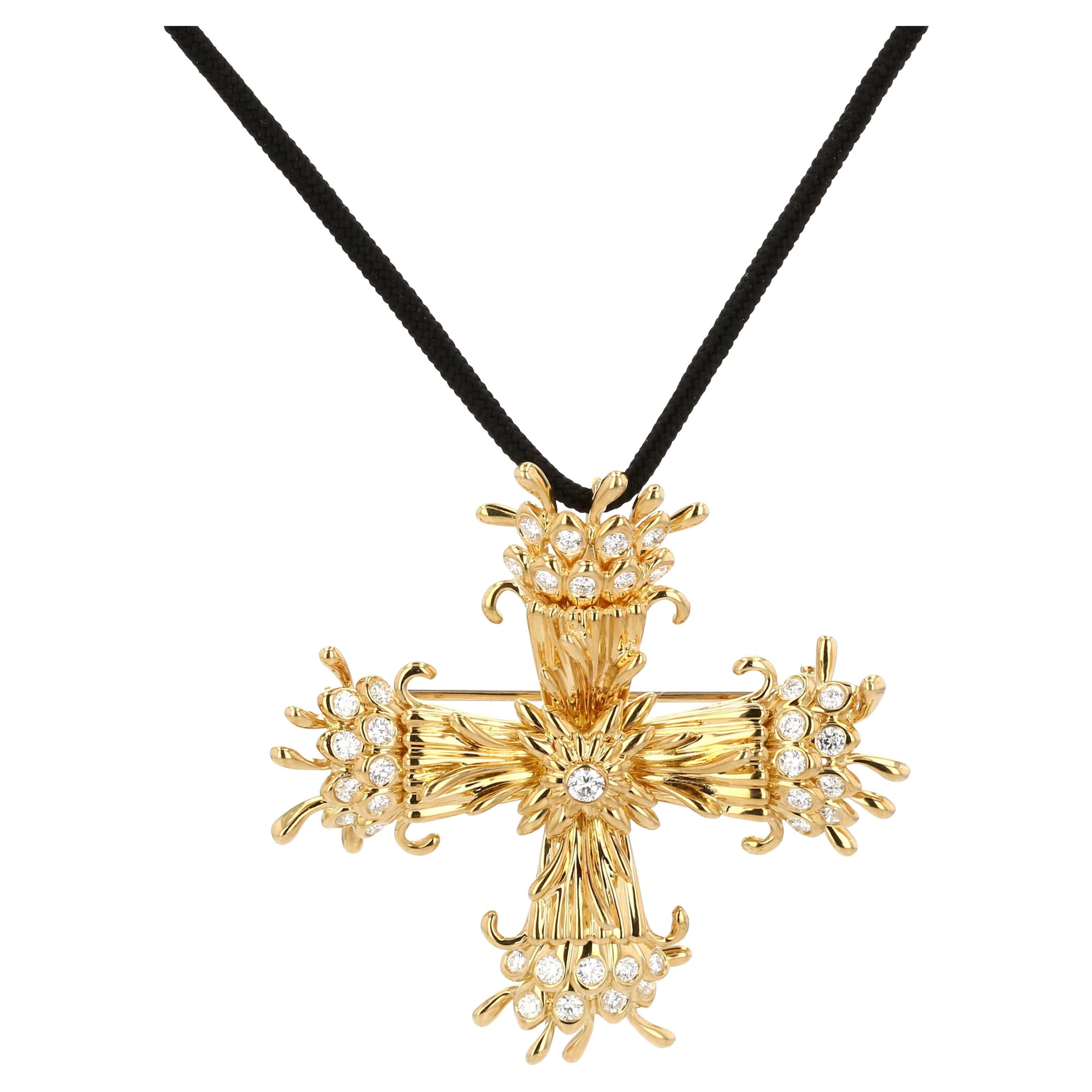 Jean Schlumberger for Tiffany & Co. 'Maltese Cross' Gold and Diamond Clip