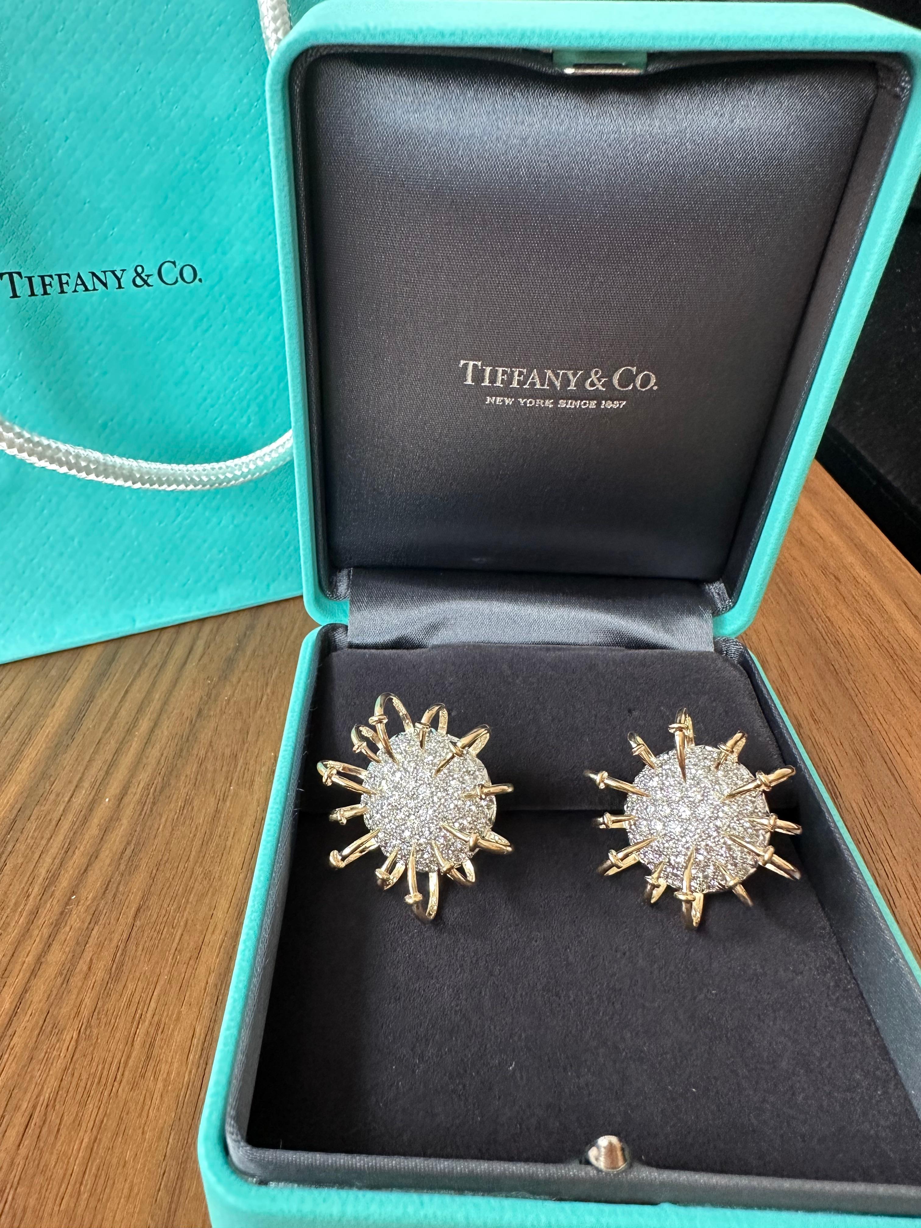 Jean Schlumberger for Tiffany & Co. Platinum Gold and Diamond 'Apollo' Earrings In Good Condition In New York, NY