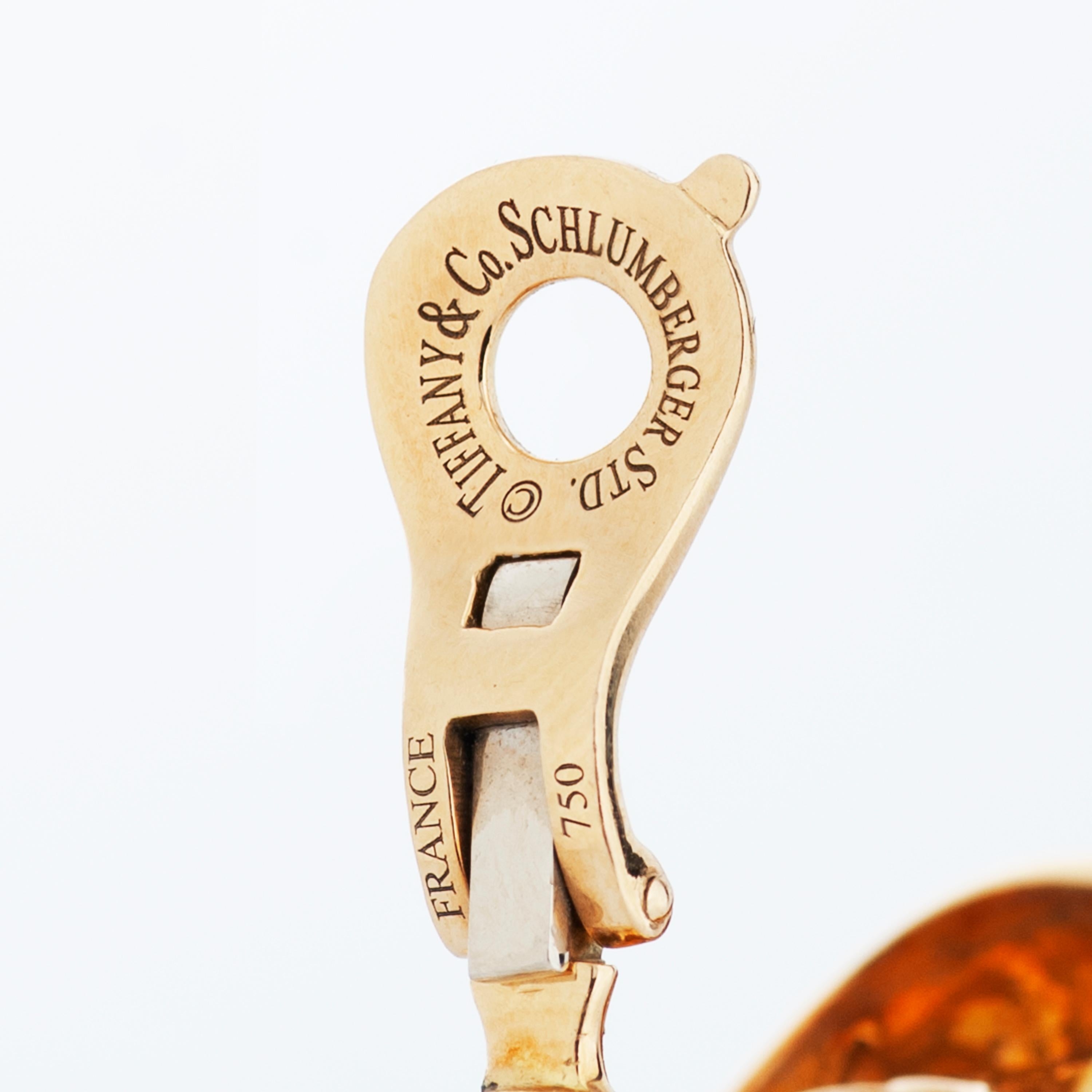 Jean Schlumberger für Tiffany & Co Ohrringe aus 18 Karat Gelbgold mit roter Emaille und Bananenform Damen im Angebot
