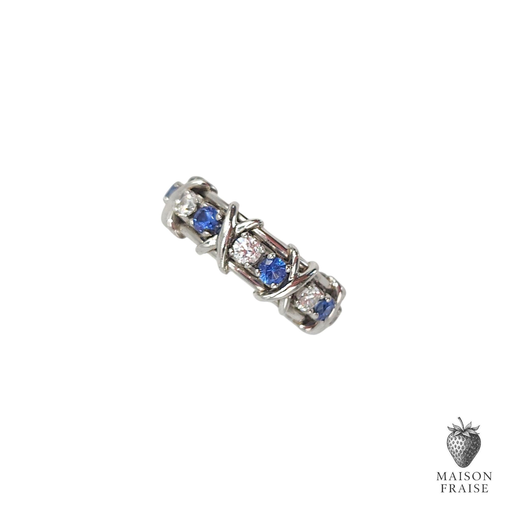 Jean Schlumberger for Tiffany & Co. Zafiro Diamante 16 Piedras Anillo Platino US 6 en venta 4
