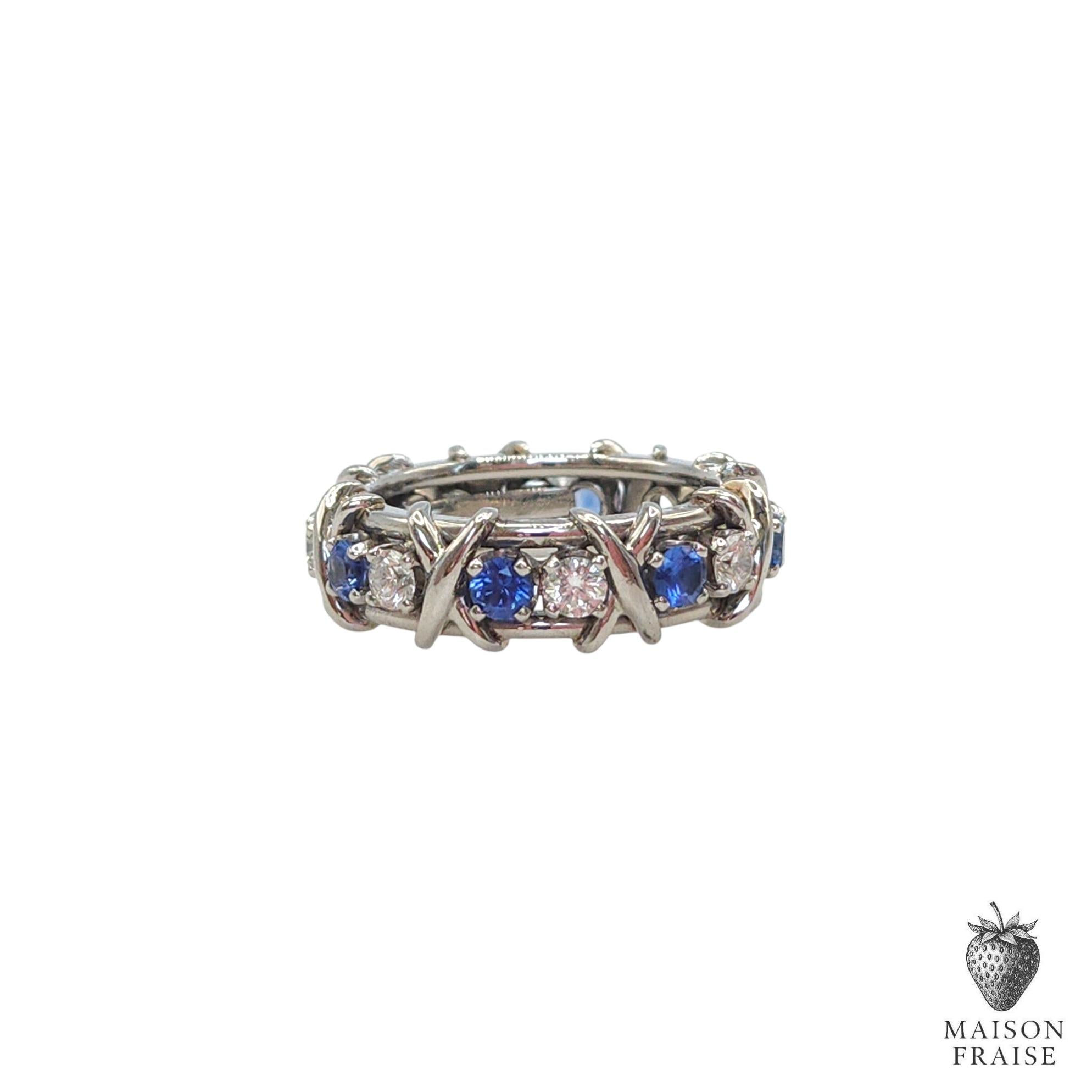 Jean Schlumberger for Tiffany & Co. Zafiro Diamante 16 Piedras Anillo Platino US 6 en venta 5