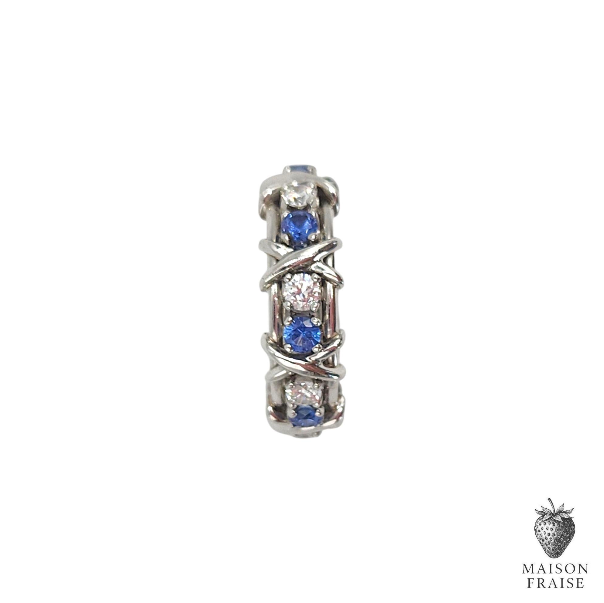 Jean Schlumberger for Tiffany & Co. Zafiro Diamante 16 Piedras Anillo Platino US 6 en venta 1