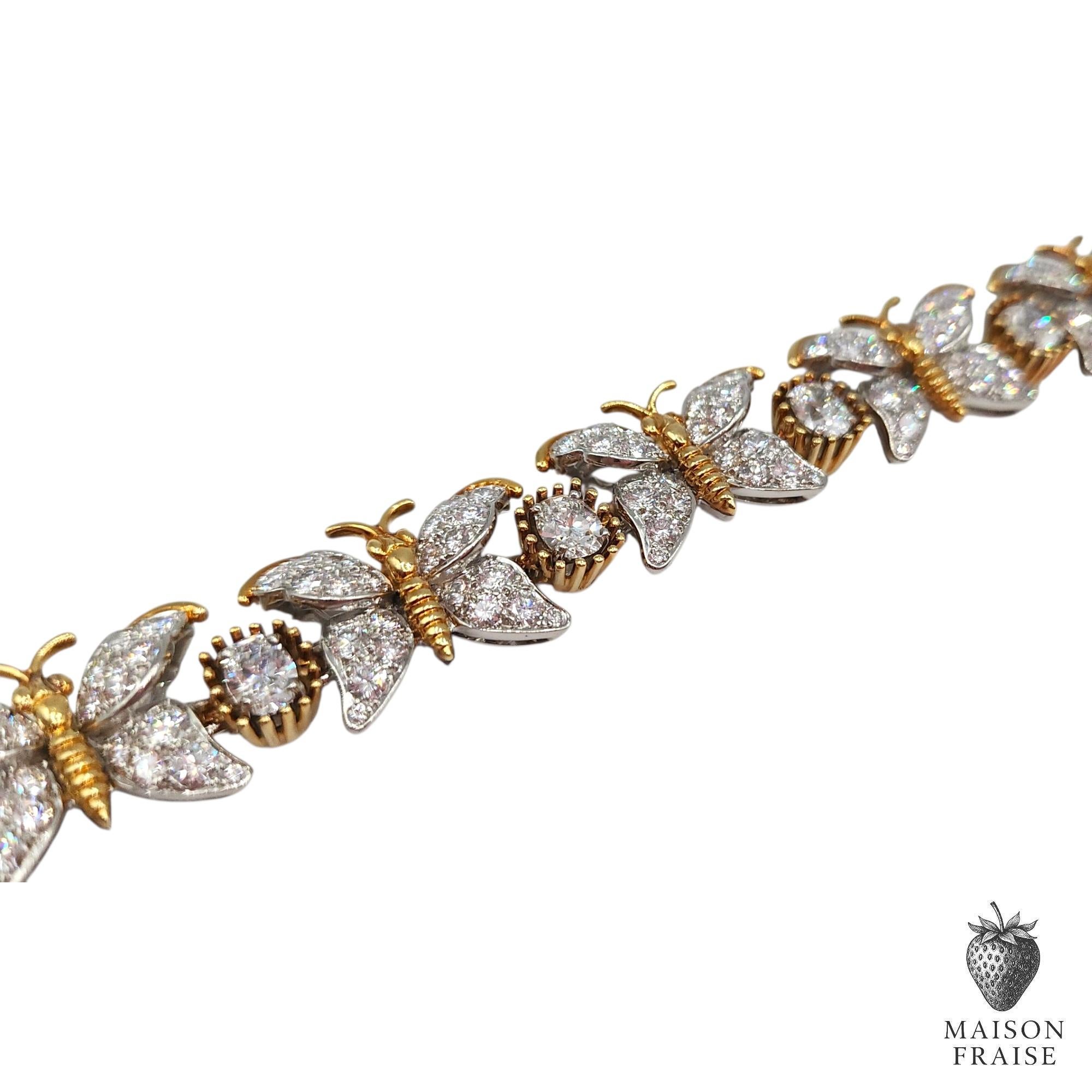 Brilliant Cut Jean Schlumberger for Tiffany & Co. Seven Butterflies Diamond Bracelet For Sale