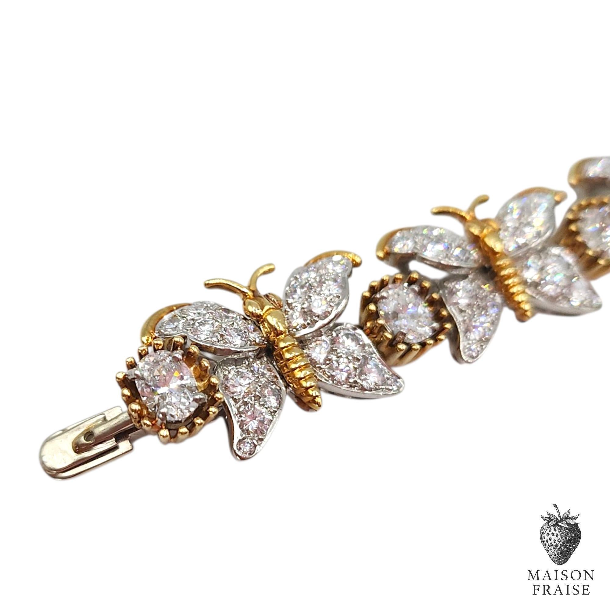 Jean Schlumberger for Tiffany & Co. Seven Butterflies Diamond Bracelet In Fair Condition For Sale In Kuala Lumpur, MY