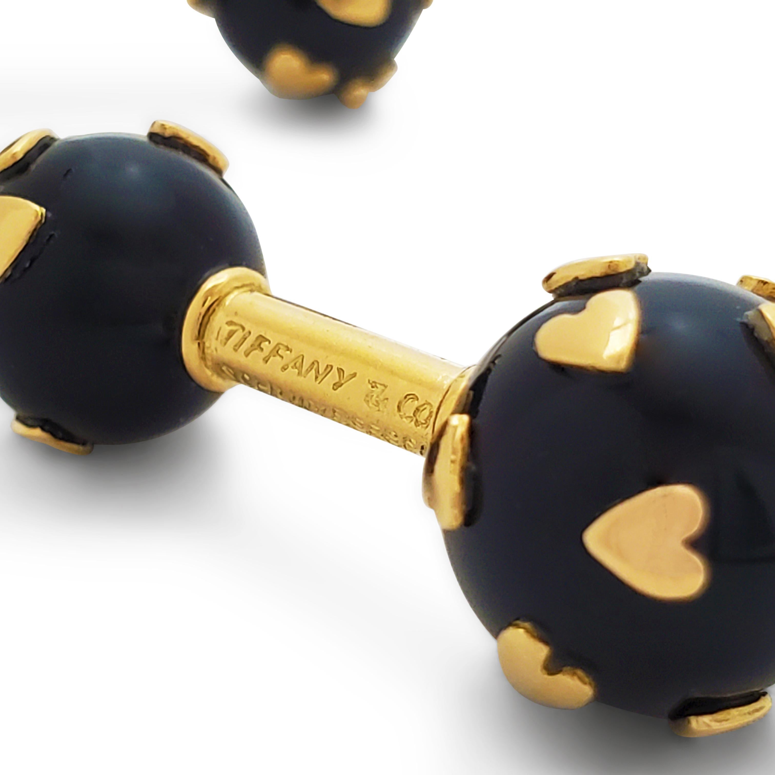 Jean Schlumberger for Tiffany & Co. Yellow Gold Onyx Heart Cufflinks 1