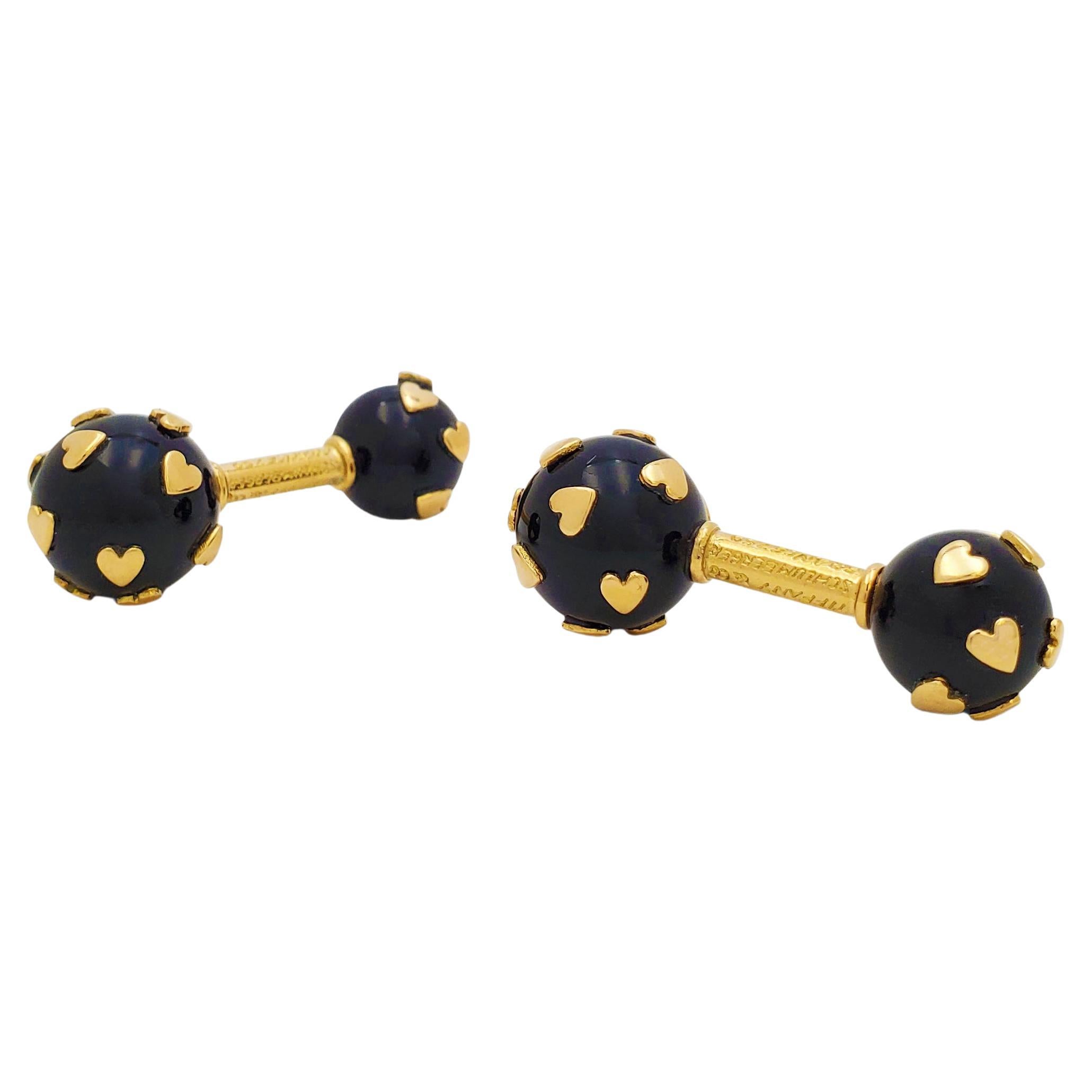 Jean Schlumberger for Tiffany & Co. Yellow Gold Onyx Heart Cufflinks