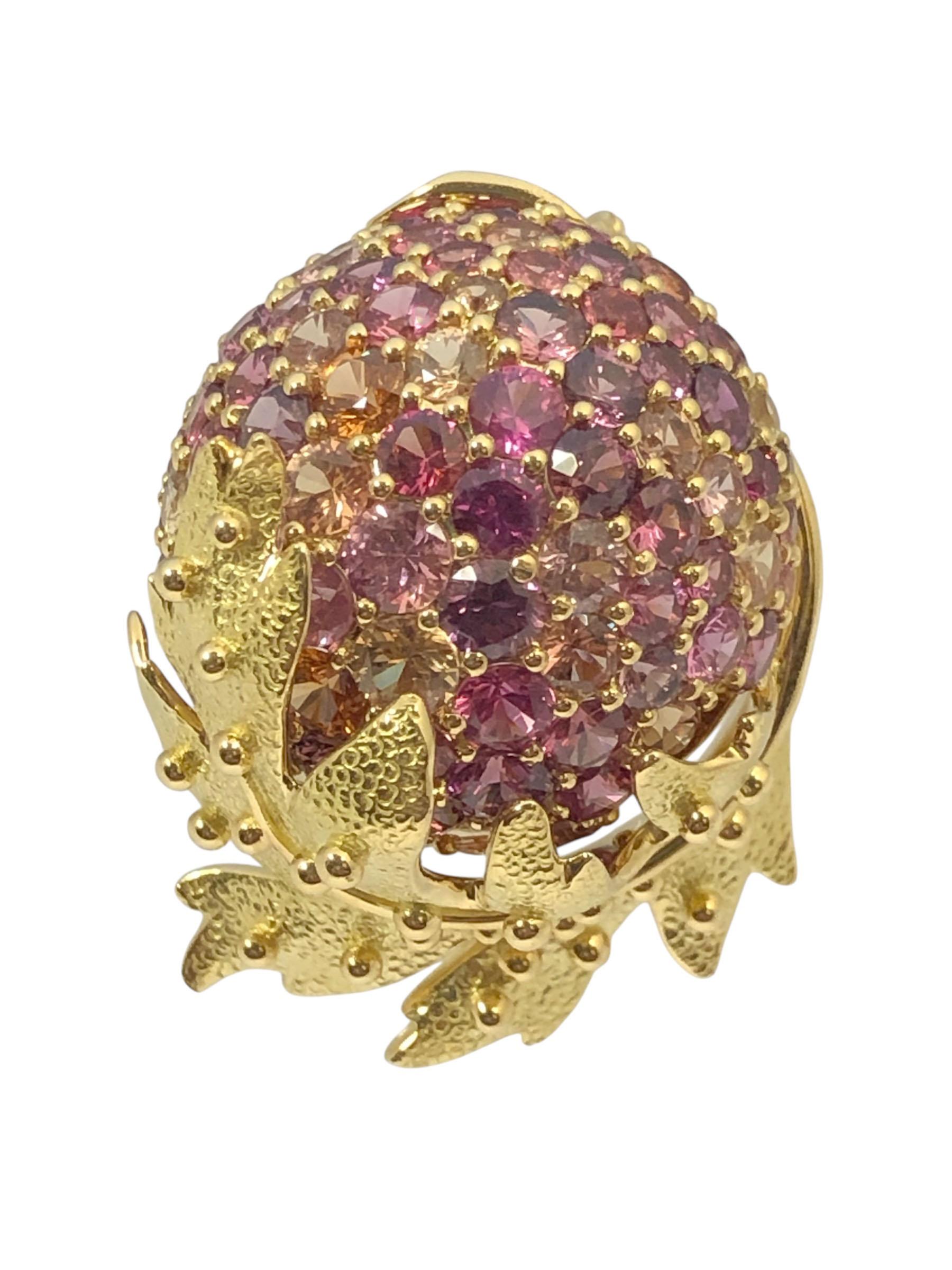 Taille ronde Jean Schlumberger for Tiffany & Company Broche en or et pierres précieuses en vente