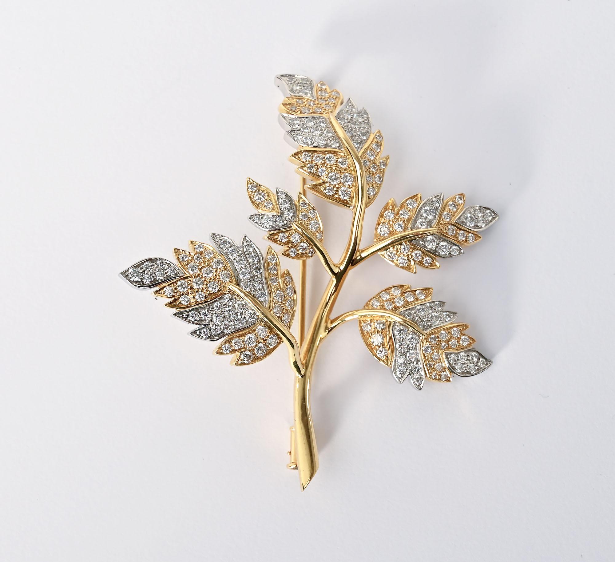 Jean Schlumberger was vice president of Tiffany and one of their premier designers. Among those who collected his work were Bunny Mellon; Babe Paley and Diana Vreeland. His pieces continue to be sought  by many.
This floral brooch has 2.5 carats of