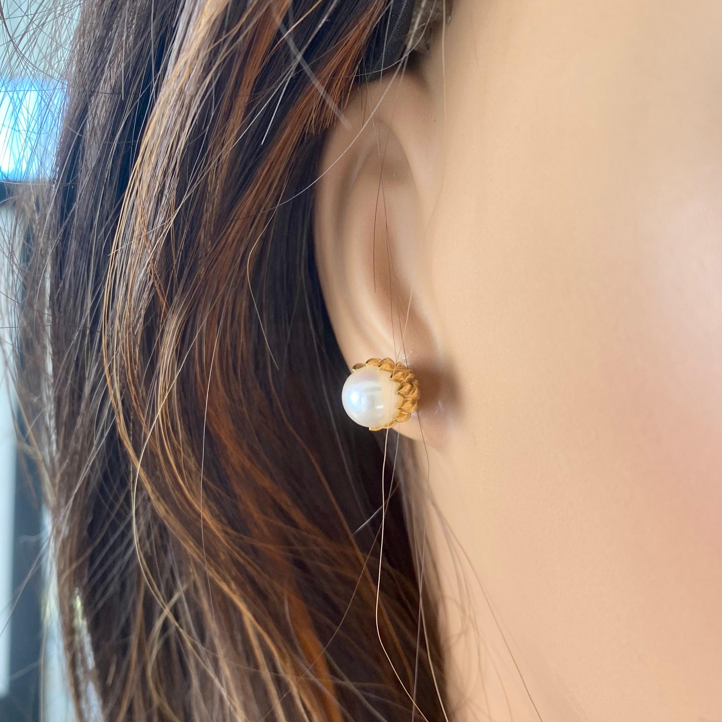 Jean Schlumberger für Tiffany Gold Zuchtperlen Eichel 0,40 Zoll breite Ohrringe  im Angebot 3