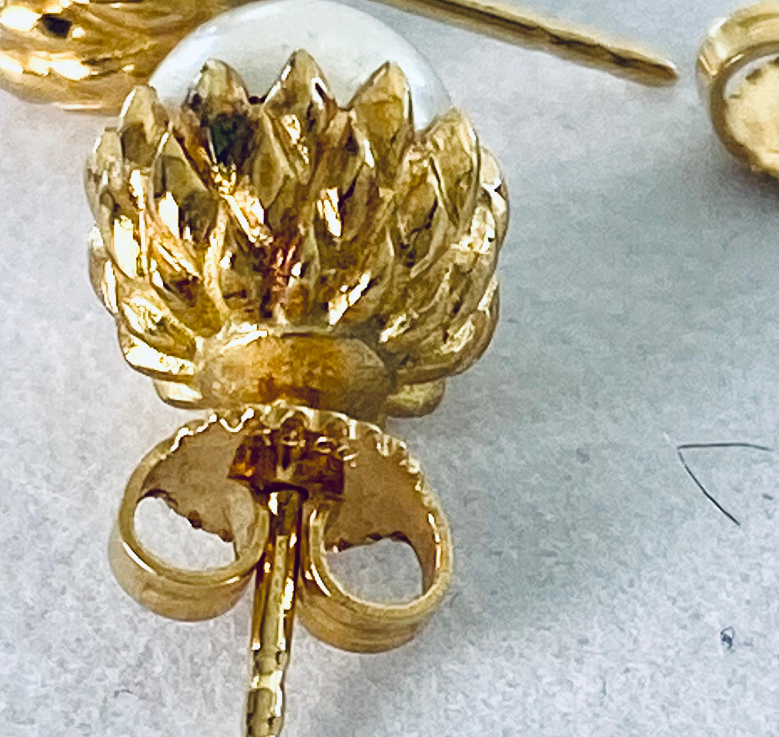 Jean Schlumberger für Tiffany Gold Zuchtperlen Eichel 0,40 Zoll breite Ohrringe  im Zustand „Gut“ im Angebot in New York, NY