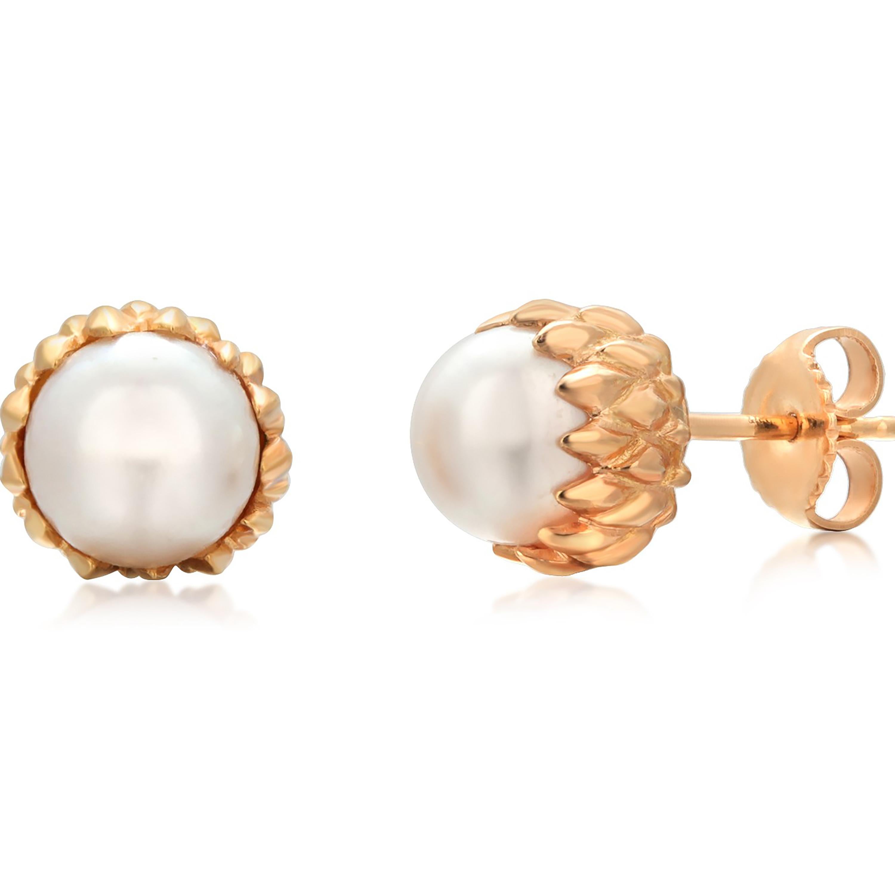 Jean Schlumberger for Tiffany Gold Cultured Pearl Acorn 0.40 Inch Wide Earrings  For Sale 1