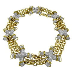 Jean Schlumberger For Tiffany Important Gold Platinum & Diamond X Link Necklace