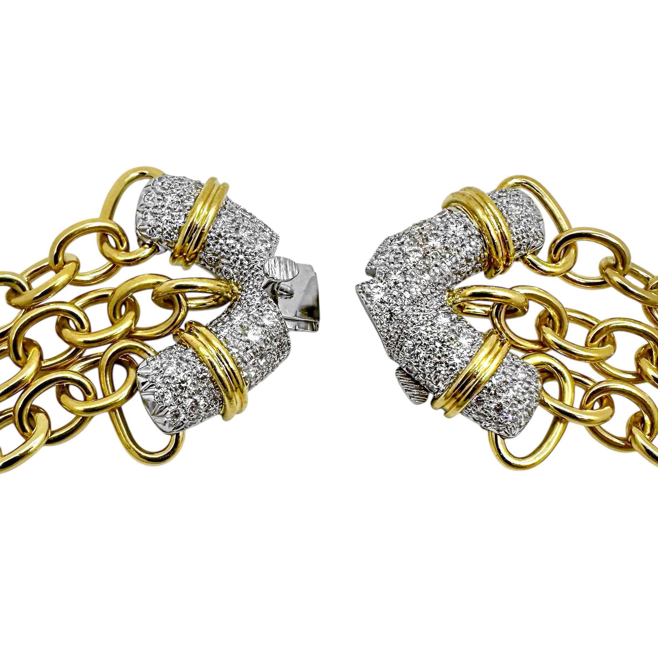 Taglio brillante Jean Schlumberger per Tiffany Importante collana d'oro, platino e diamanti A Link in vendita