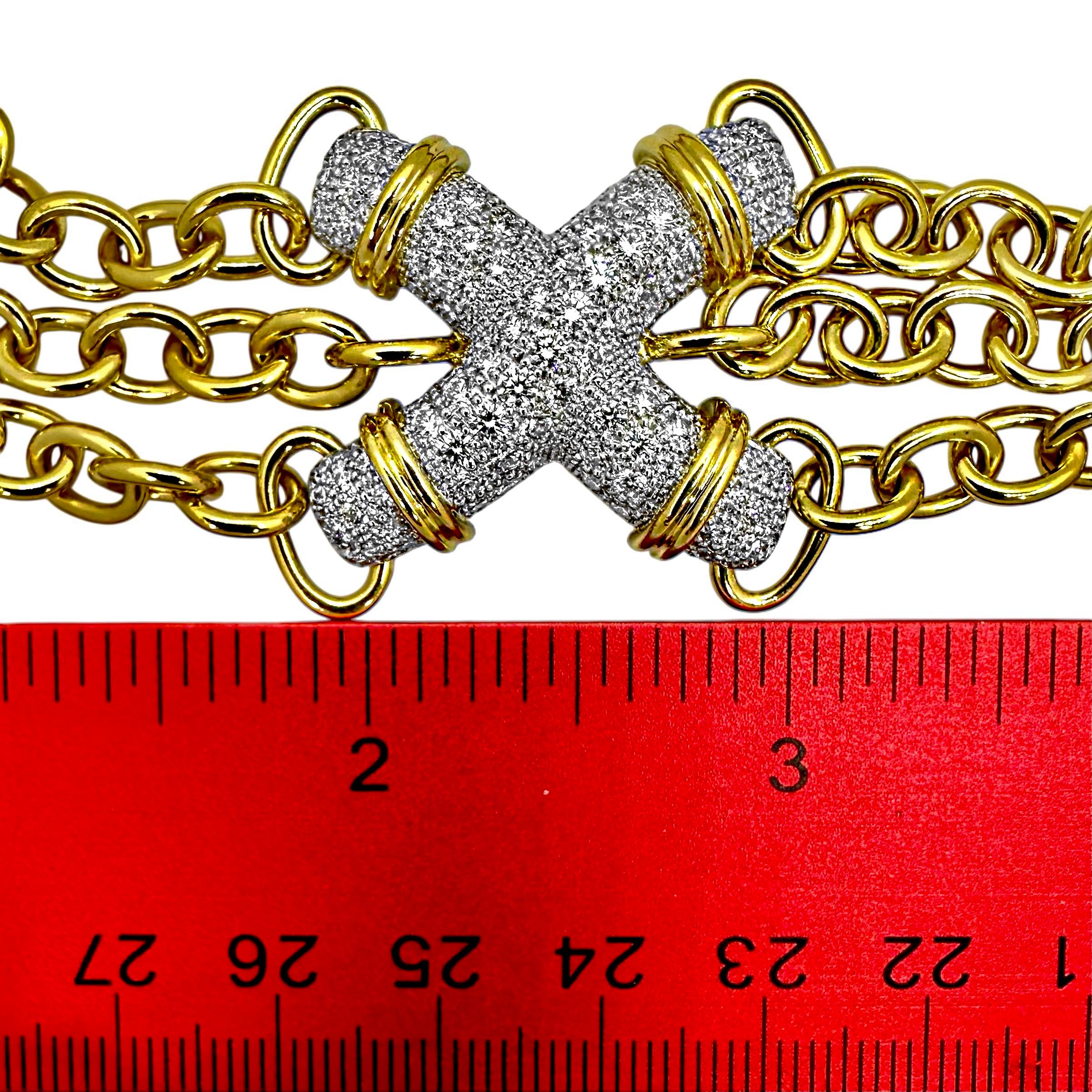 Donna Jean Schlumberger per Tiffany Importante collana d'oro, platino e diamanti A Link in vendita