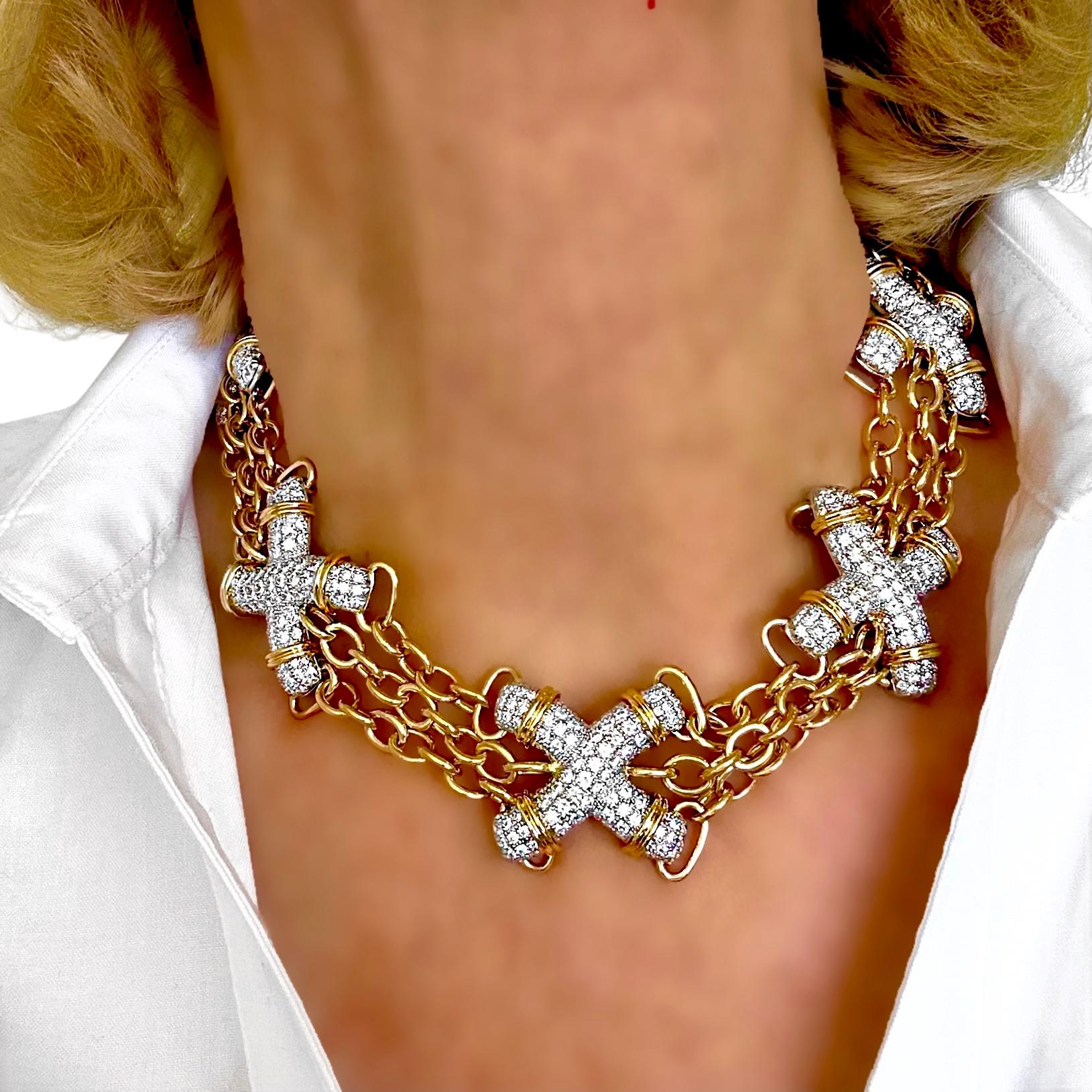 Jean Schlumberger per Tiffany Importante collana d'oro, platino e diamanti A Link in vendita 3