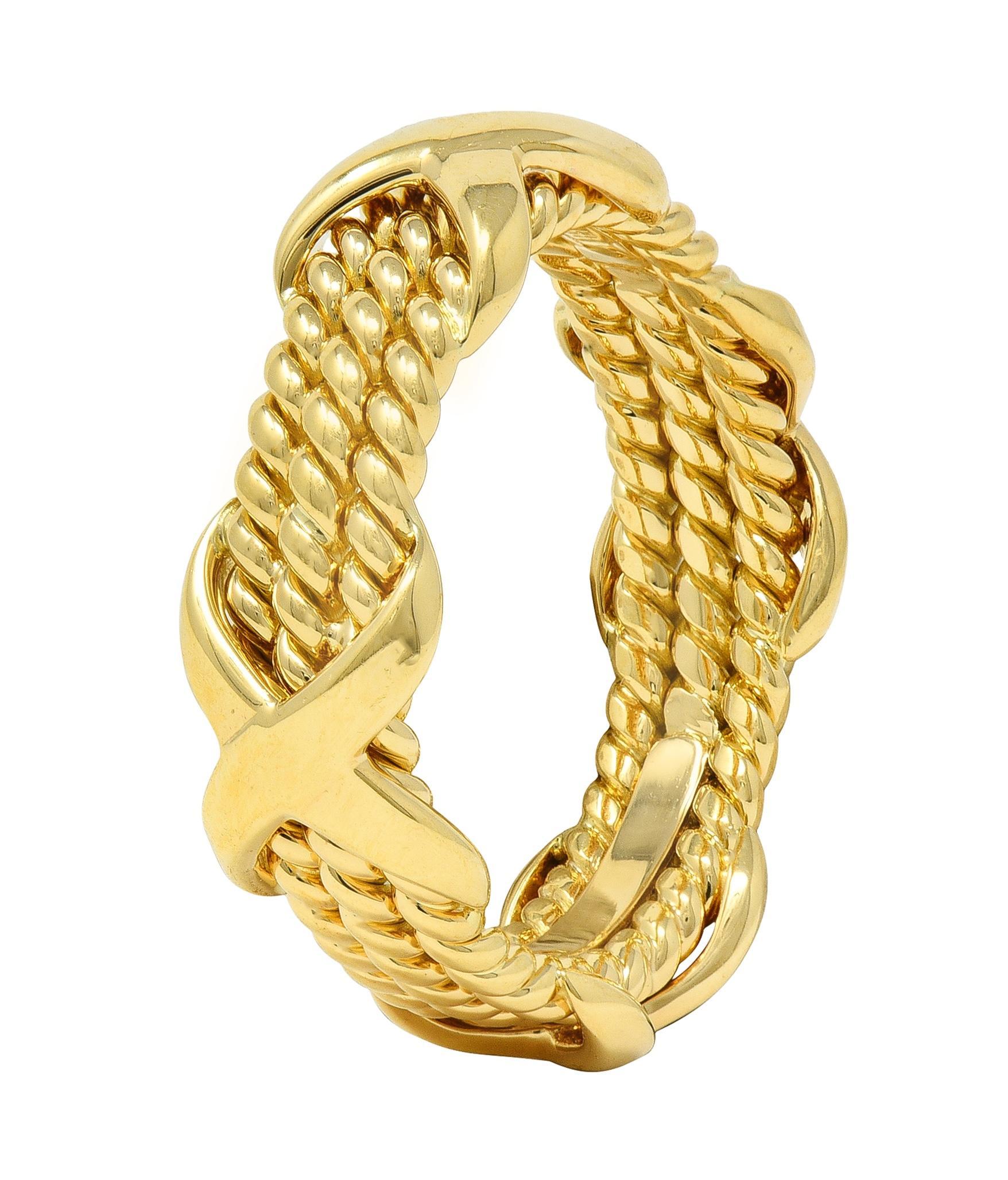 Contemporain Jean Schlumberger for Tiffany & Co. 18 Karat Yellow Golding Co. Twisted Rope X Band Ring (bague en forme de X en corde torsadée) en vente