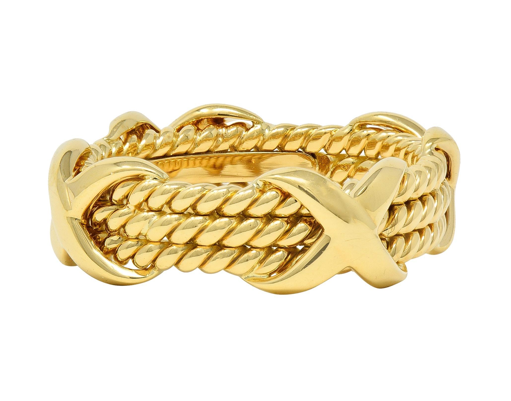 Jean Schlumberger for Tiffany & Co. 18 Karat Yellow Golding Co. Twisted Rope X Band Ring (bague en forme de X en corde torsadée) Excellent état - En vente à Philadelphia, PA