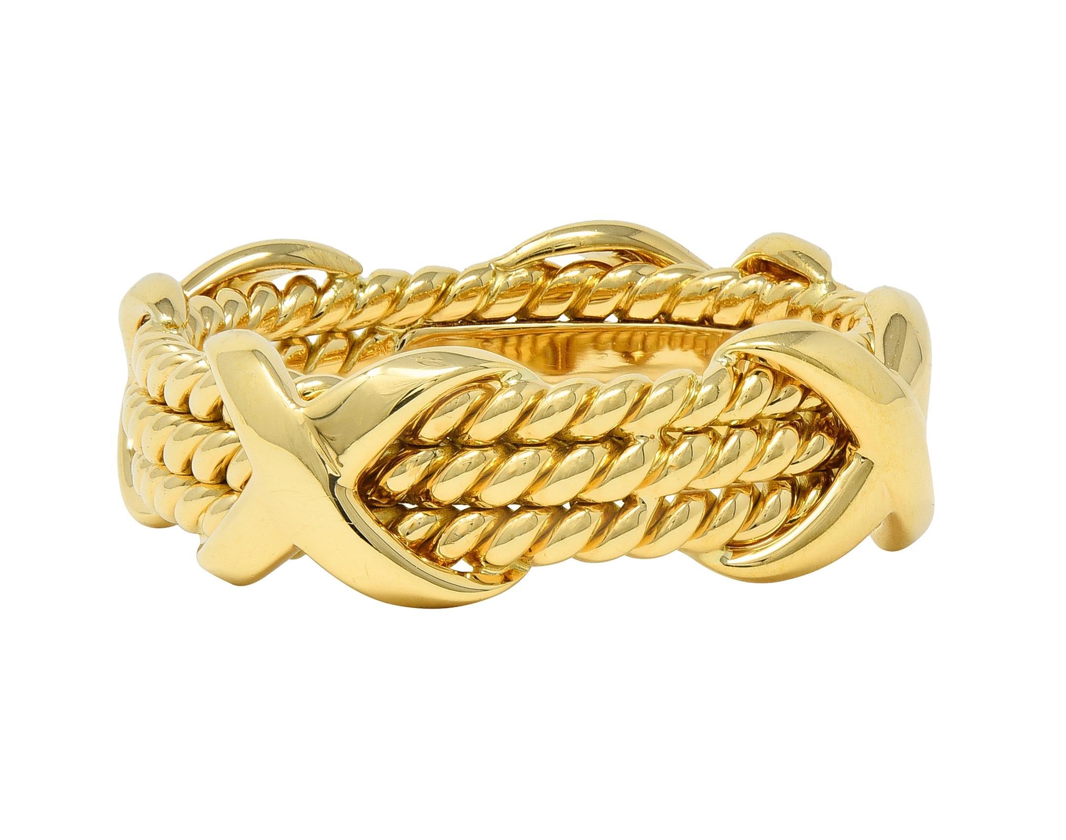 Jean Schlumberger for Tiffany & Co. 18 Karat Yellow Golding Co. Twisted Rope X Band Ring (bague en forme de X en corde torsadée) en vente 1