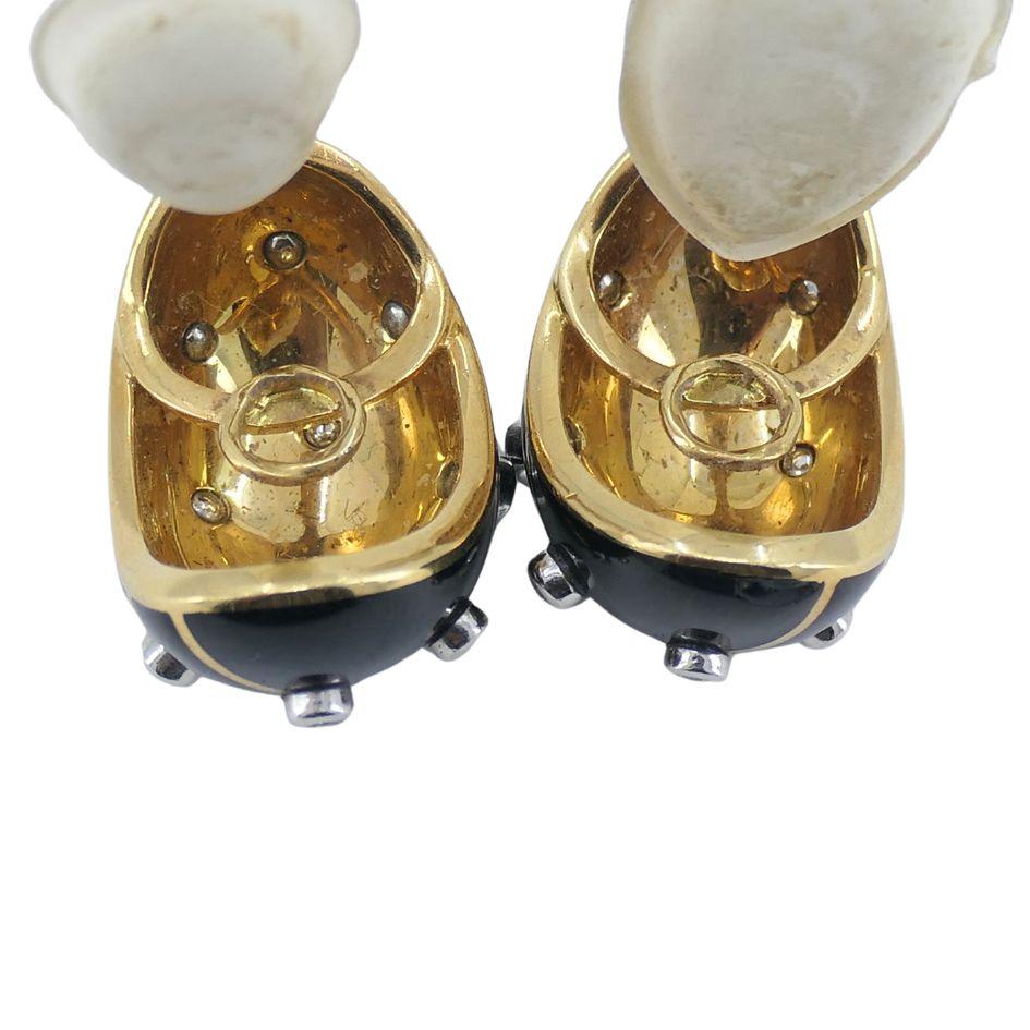 Jean Schlumberger Tiffany & Co. Pendientes Banana de oro de 18 quilates, platino y esmalte con diamantes en venta 5