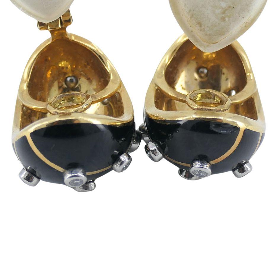Jean Schlumberger Tiffany & Co. Pendientes Banana de oro de 18 quilates, platino y esmalte con diamantes en venta 6
